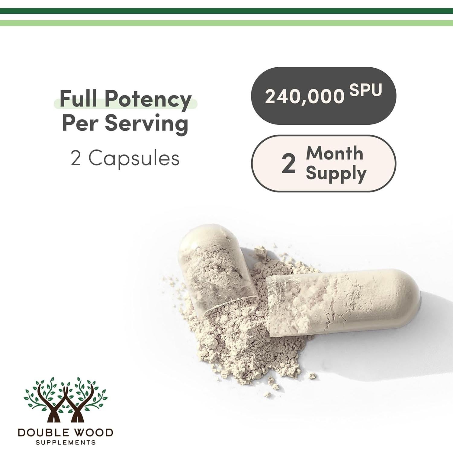 Serrapeptasa 240,000 SPU Double Wood - 120 Cápsulas Vegetales