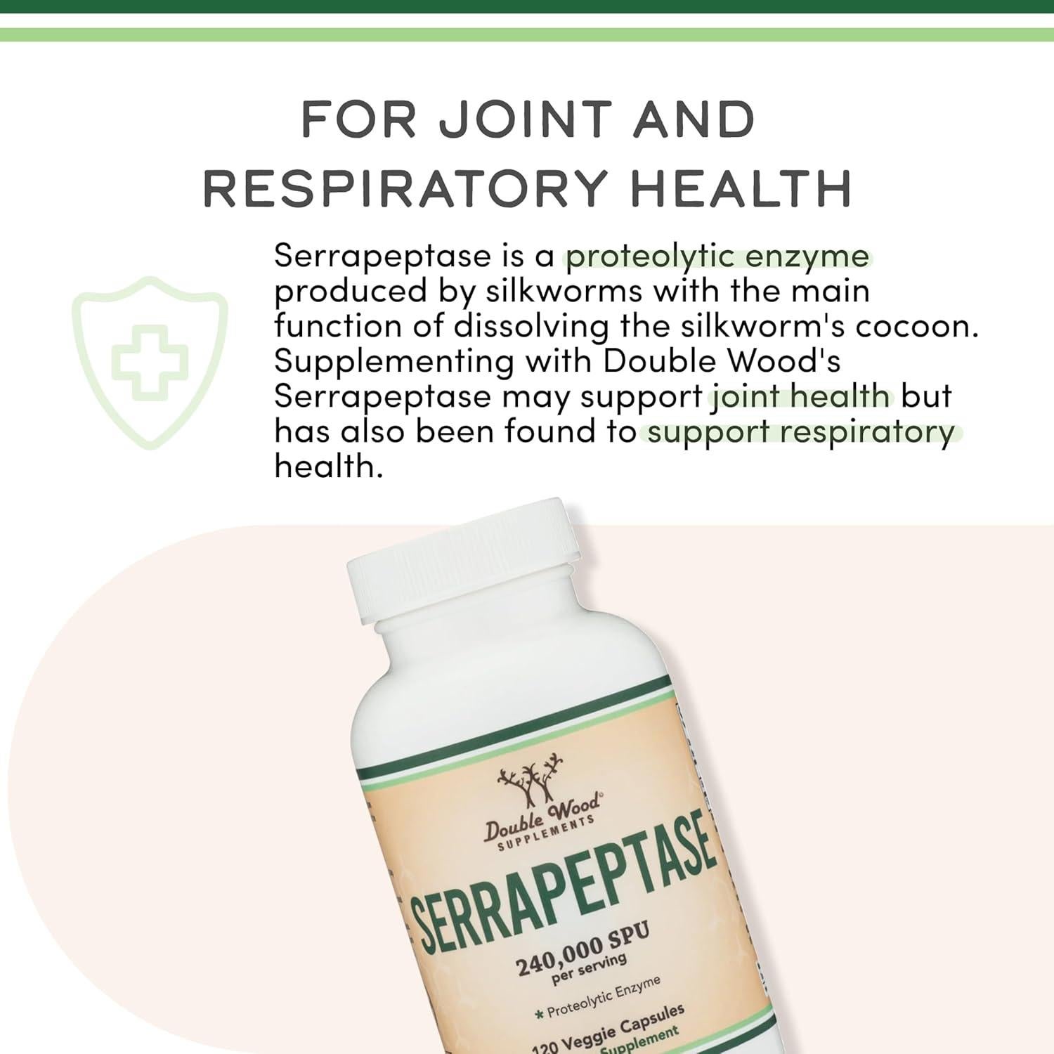 Serrapeptasa 240,000 SPU Double Wood - 120 Cápsulas Vegetales