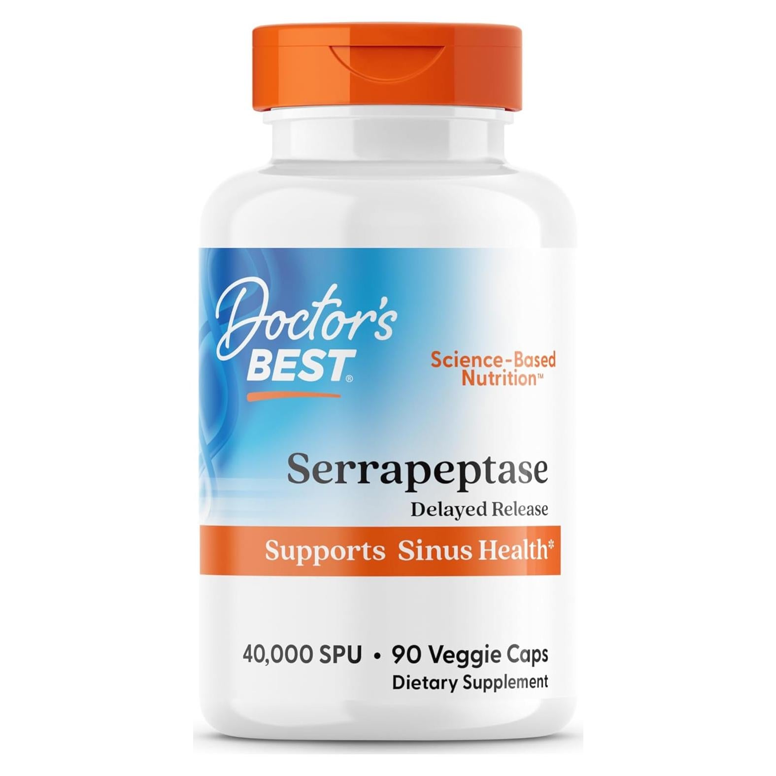 Serrapeptasa Doctor's Best 40,000 SPU 90 Cápsulas Veganas