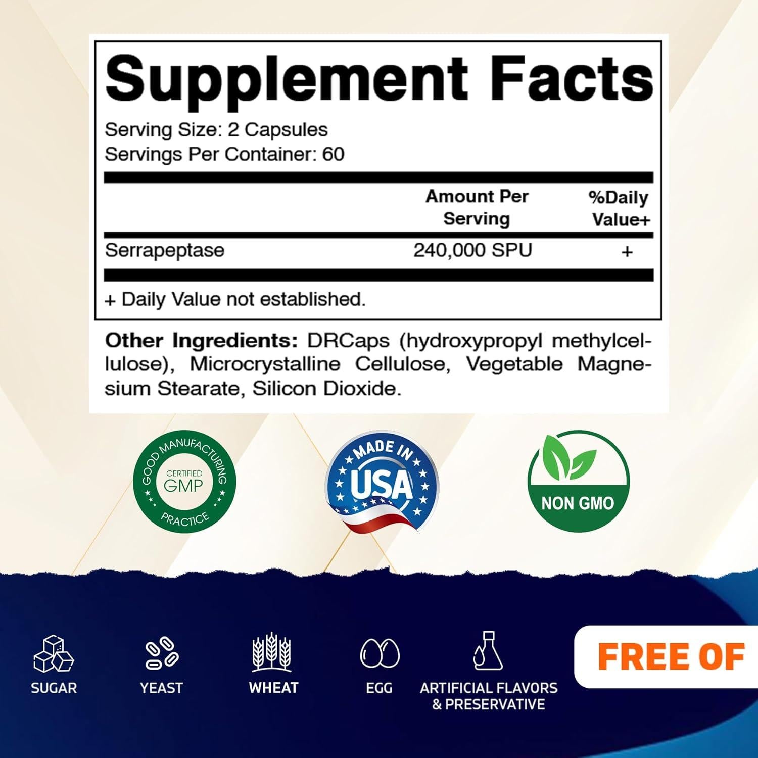 Vitamatic Serrapeptasa 240,000 SPU 120 Cápsulas Retardadas