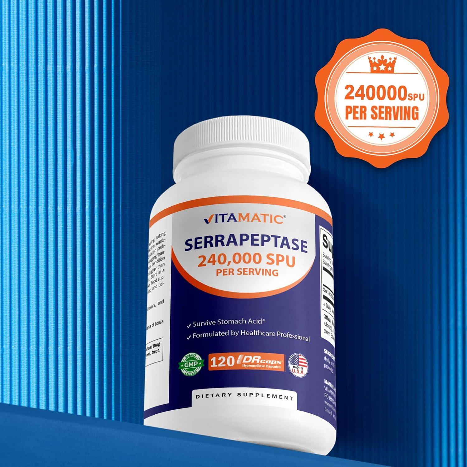 Vitamatic Serrapeptasa 240,000 SPU 120 Cápsulas Retardadas