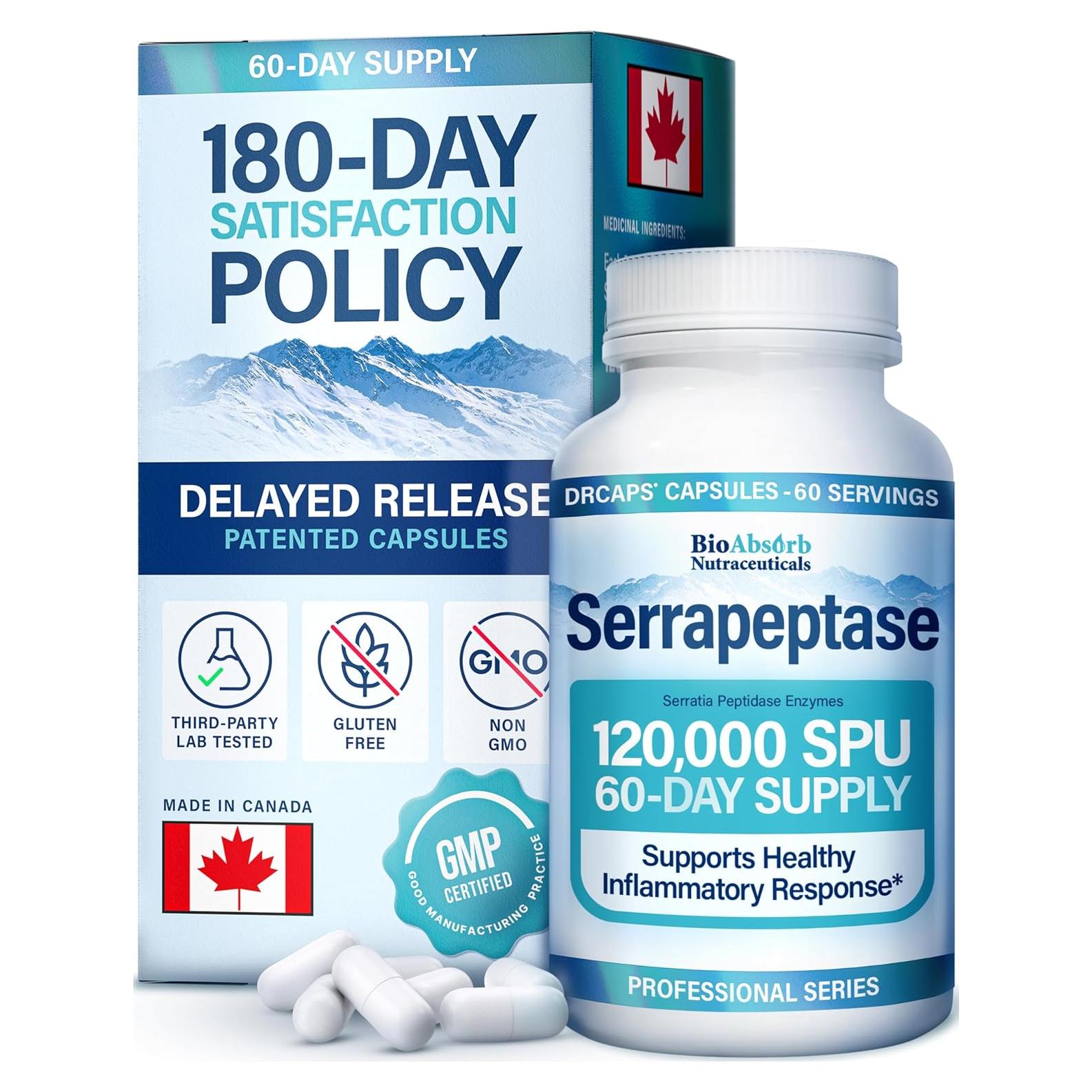 Suplemento Serrapeptasa Bio Absorb 120000 SPU 60 Cápsulas