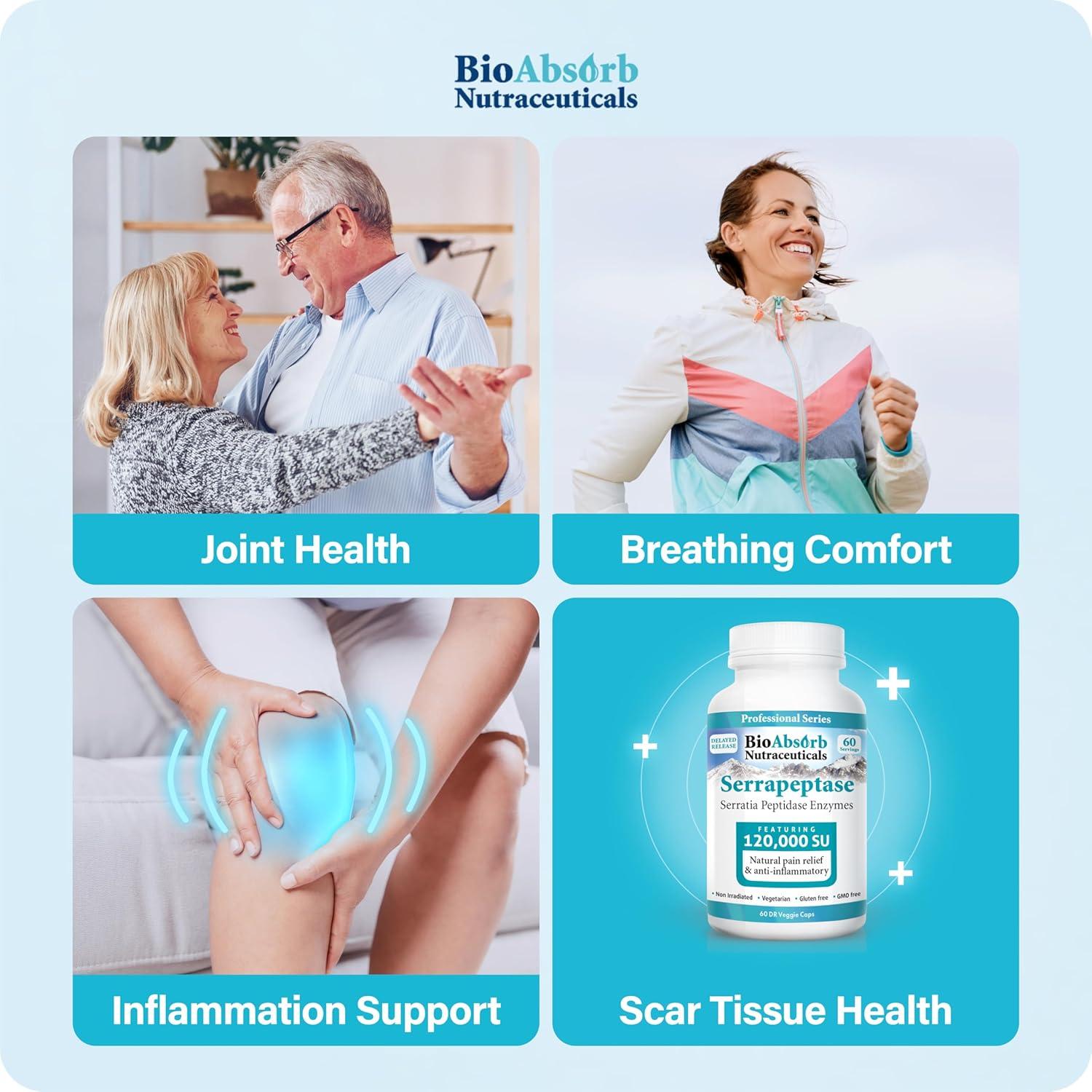 Suplemento Serrapeptasa Bio Absorb 120000 SPU 60 Cápsulas