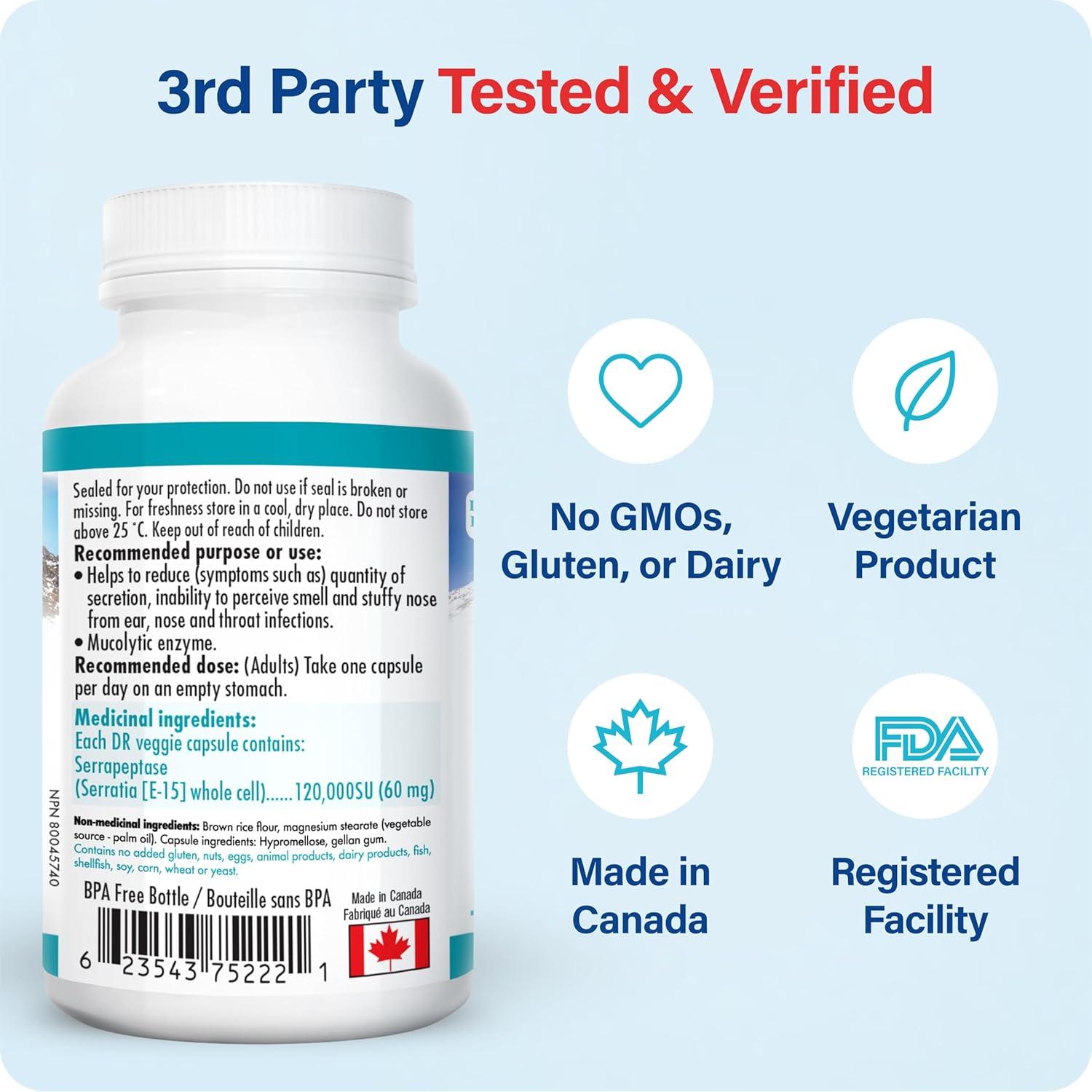 Suplemento Serrapeptasa Bio Absorb 120000 SPU 60 Cápsulas