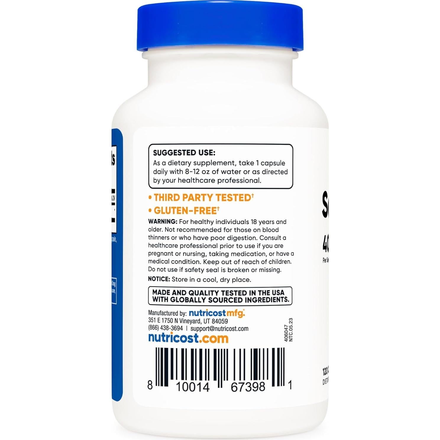 Suplemento Nutricost Serrapeptase 40,000 SPU - 120 Cápsulas Vegetarianas