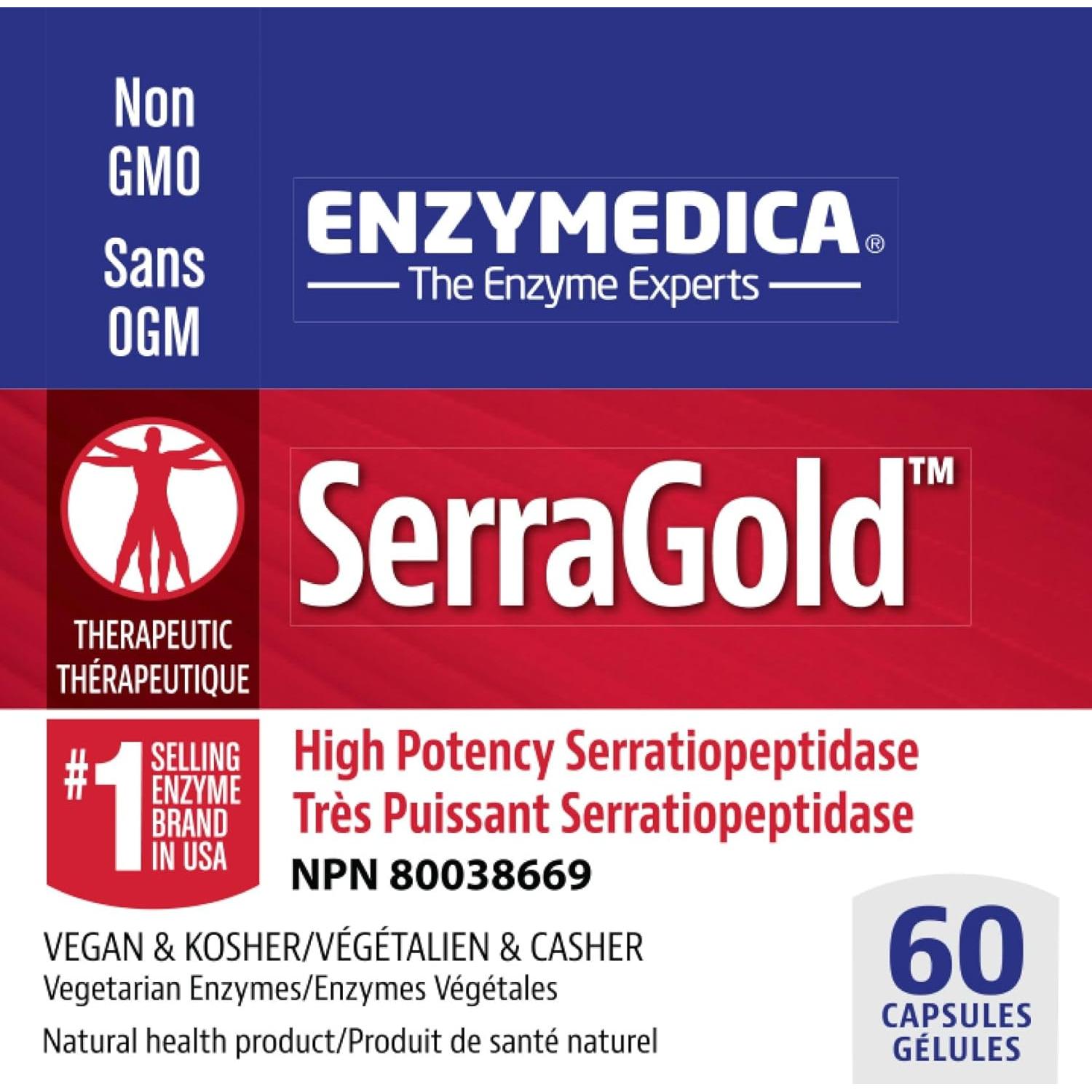 Suplemento Enzimático SerraGold Enzymedica 60 Cápsulas