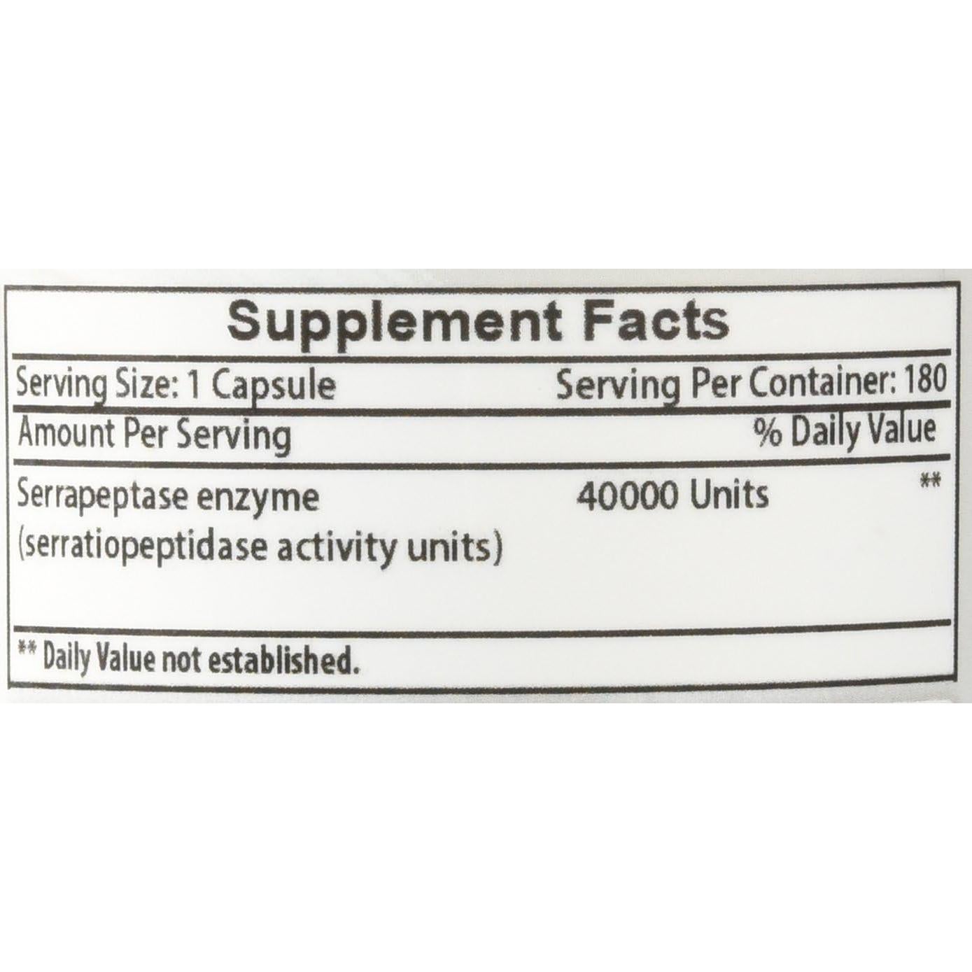 Serrapeptasa 40000 SPUs Mejores Naturales 180 Cápsulas