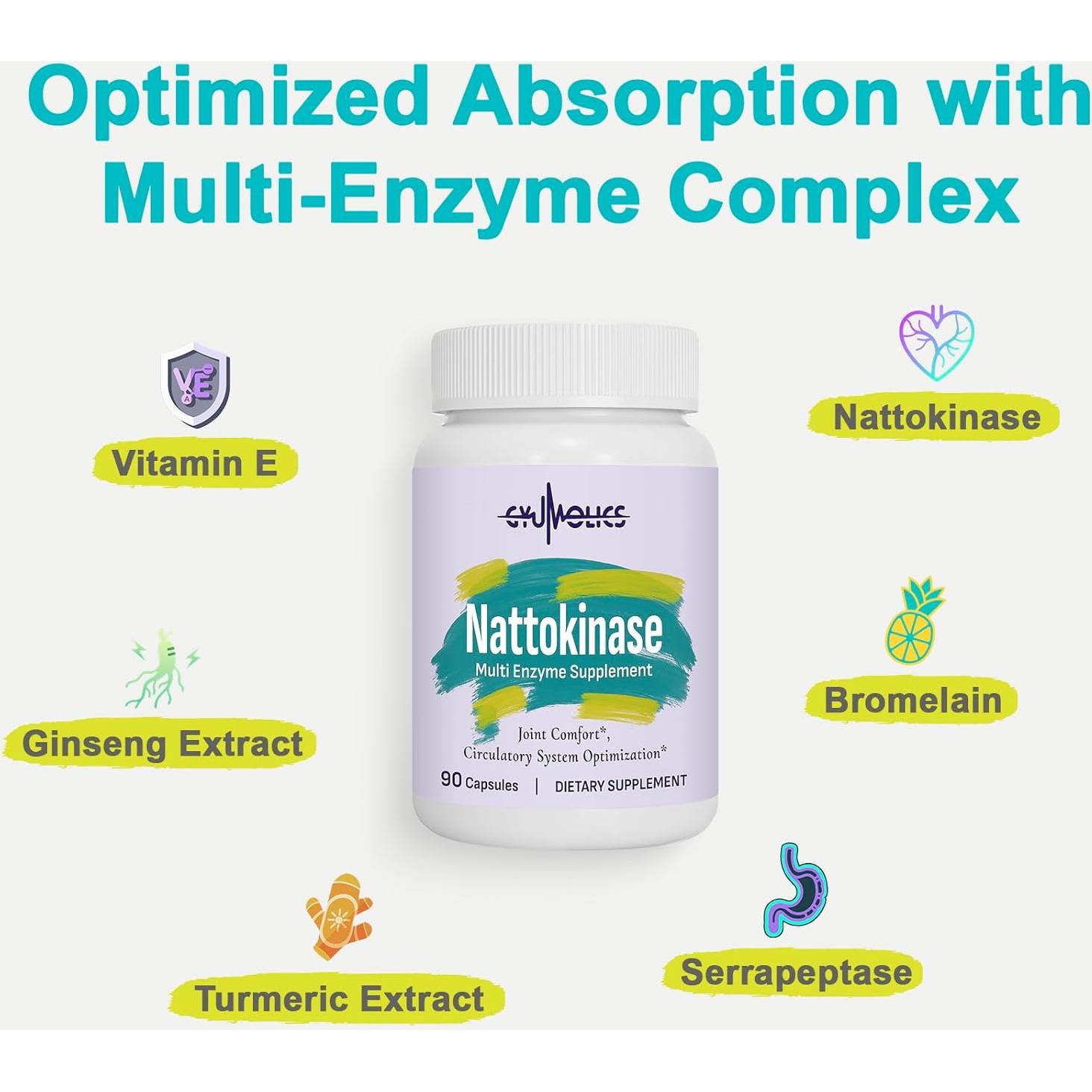 Suplemento de Nattokinasa 10000FU Gyumolics 90 Cápsulas