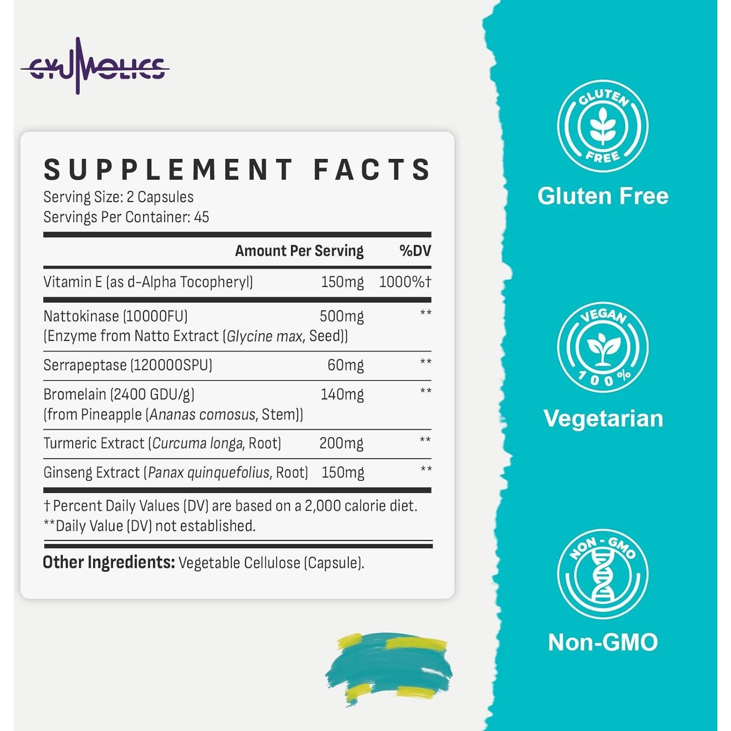 Suplemento de Nattokinasa 10000FU Gyumolics 90 Cápsulas