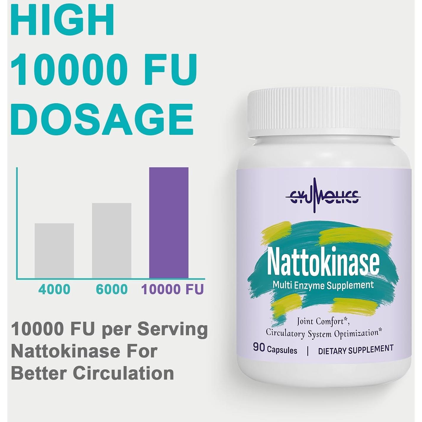 Suplemento de Nattokinasa 10000FU Gyumolics 90 Cápsulas