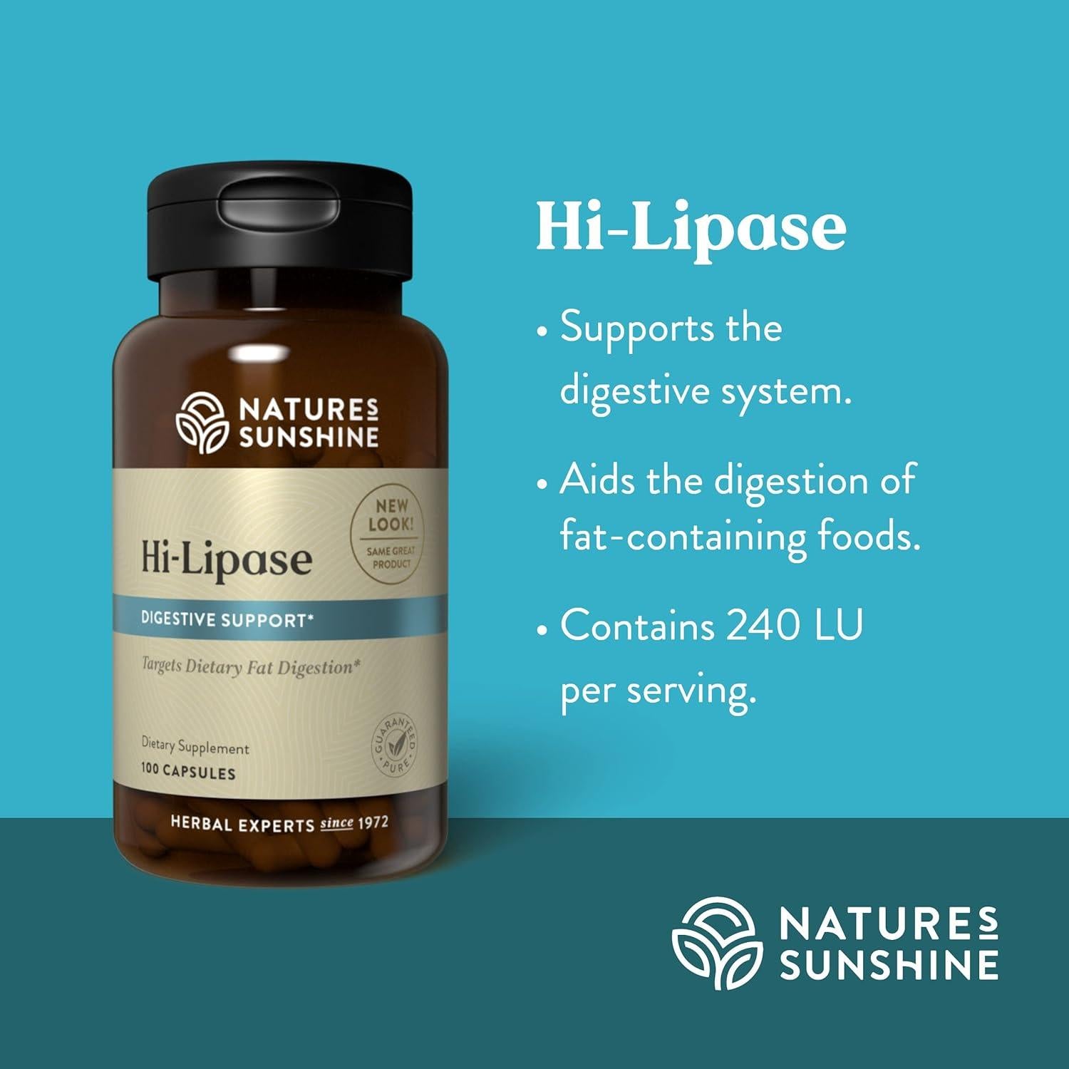 Suplemento Digestivo Hi Lipase Nature's Sunshine 100 Cápsulas