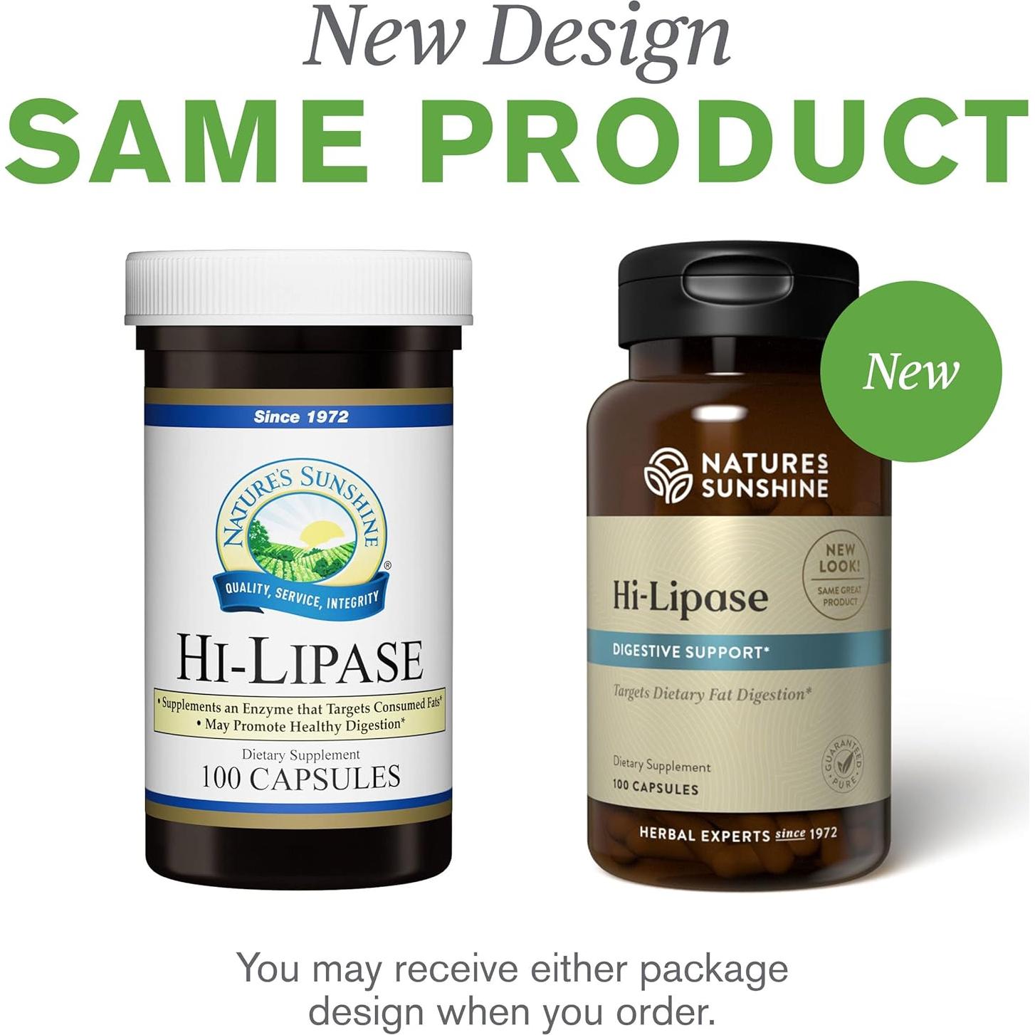 Suplemento Digestivo Hi Lipase Nature's Sunshine 100 Cápsulas