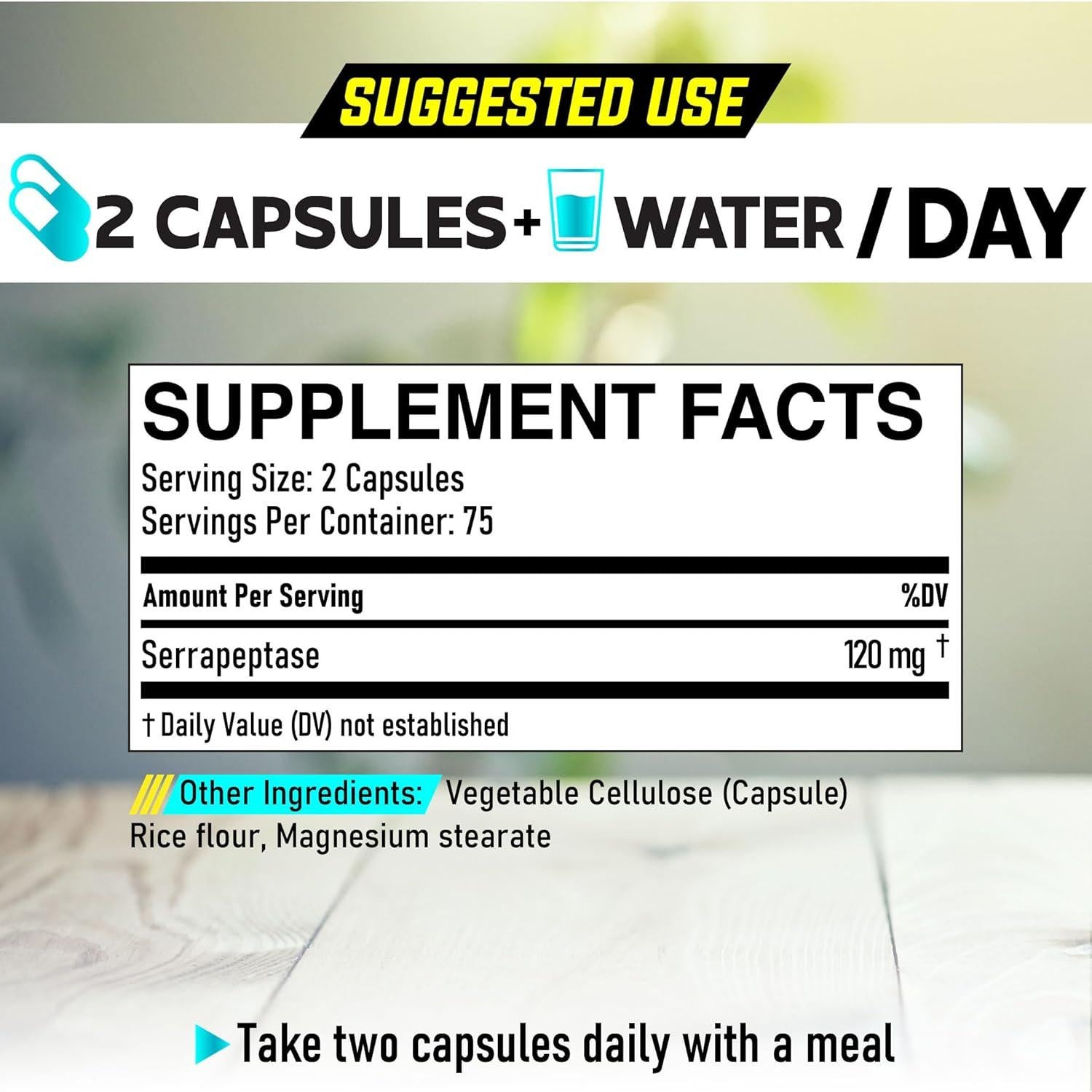 Suplemento de Serrapeptasa Dedicad 240,000 SPU - 150 Cápsulas