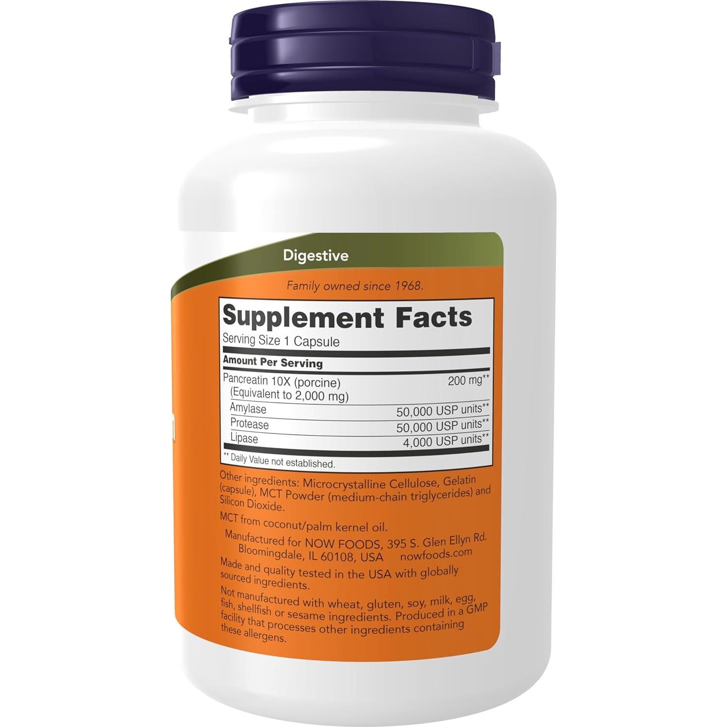 NOW Foods Pancreatina 2000 - 250 Cápsulas Digestivas