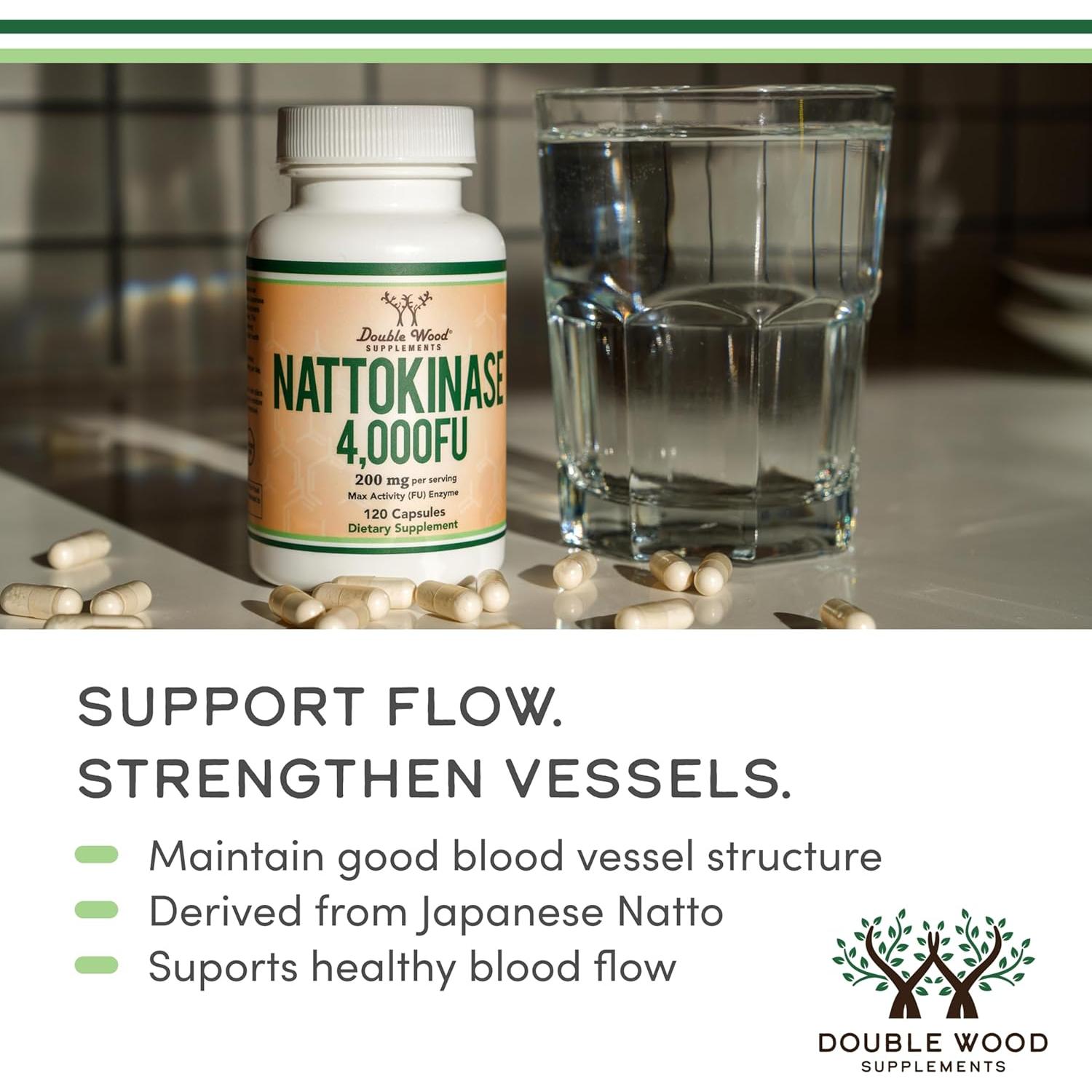 Suplemento Nattokinasa 4000 FU Double Wood 120 Cápsulas