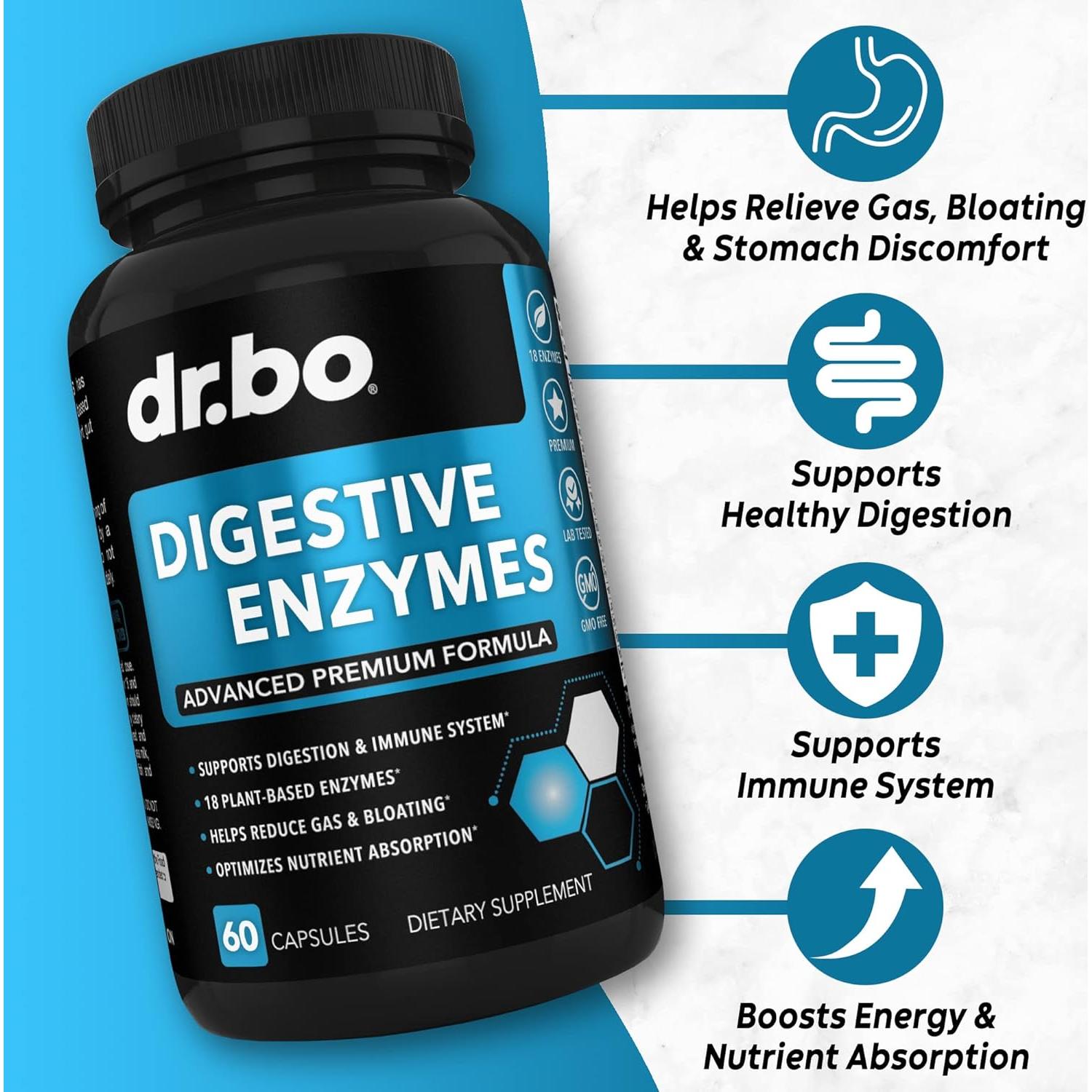 Suplemento Digestivo DR. BO 18 Enzimas a Base de Plantas 40g