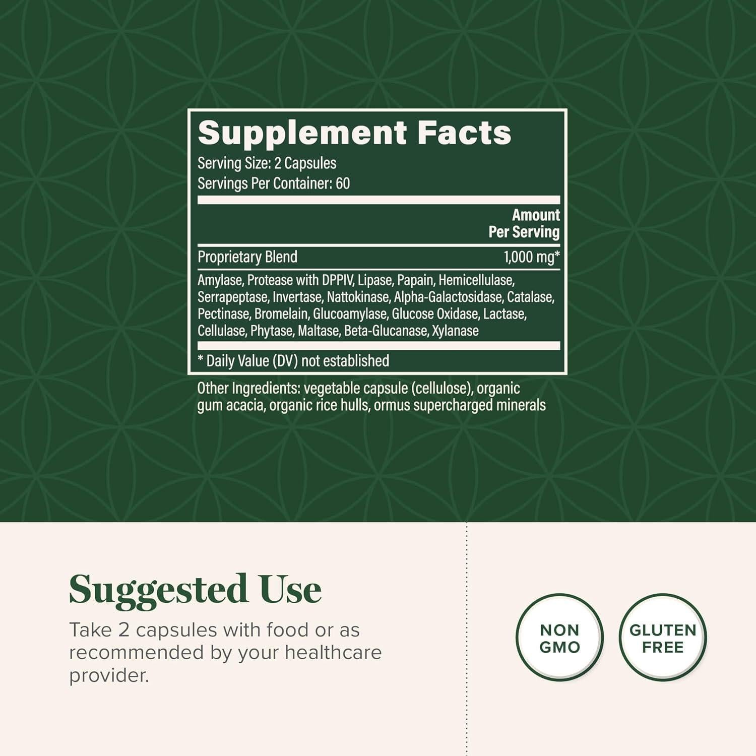 Suplemento de Enzimas Sistémicas y Digestivas Global Healing 1.13g