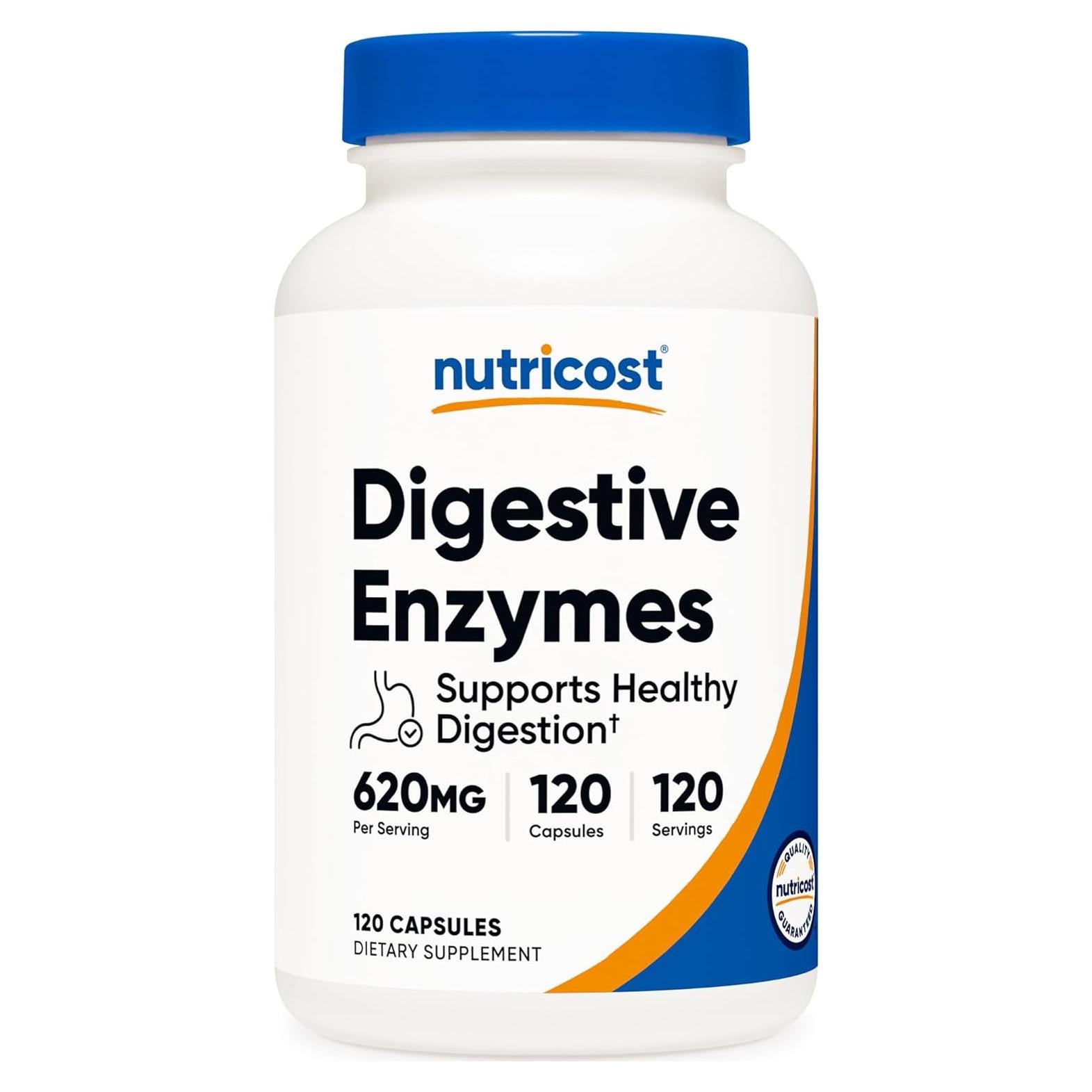 Enzimas Digestivas Nutricost 620mg - 120 Cápsulas Suplemento