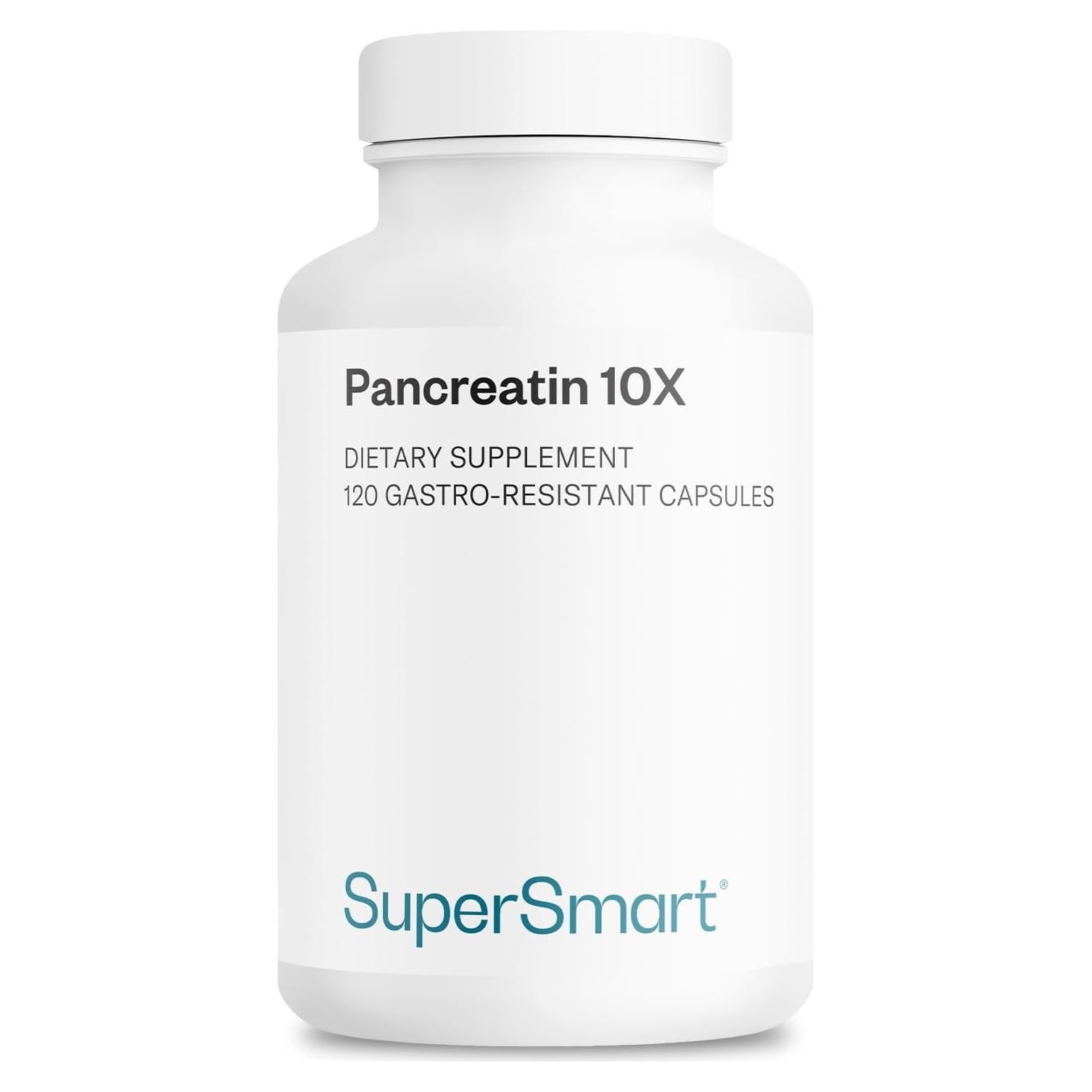 Supersmart Pancreatina 10X 4000 - Suplemento Digestivo 120 Cápsulas