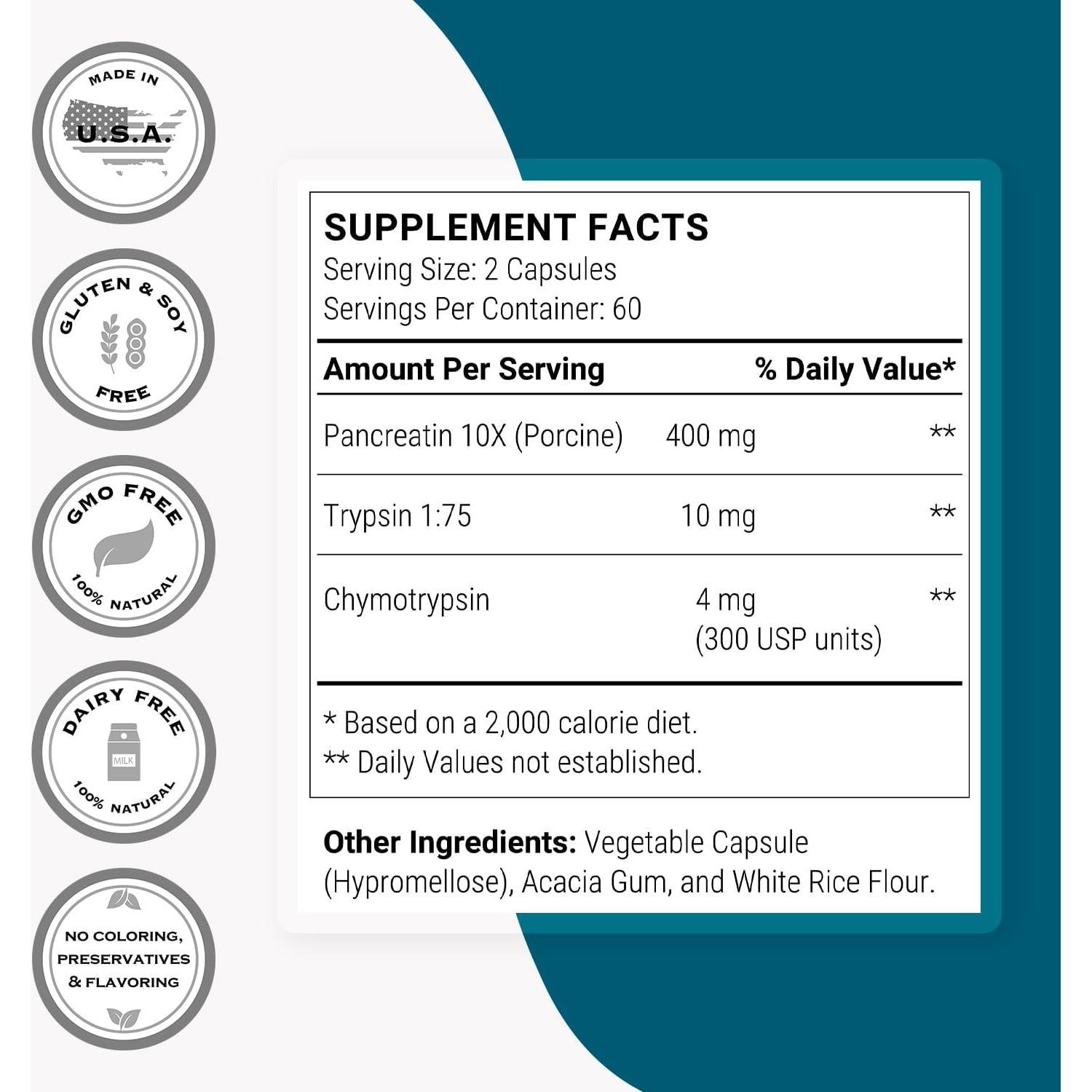 Supersmart Pancreatina 10X 4000 - Suplemento Digestivo 120 Cápsulas
