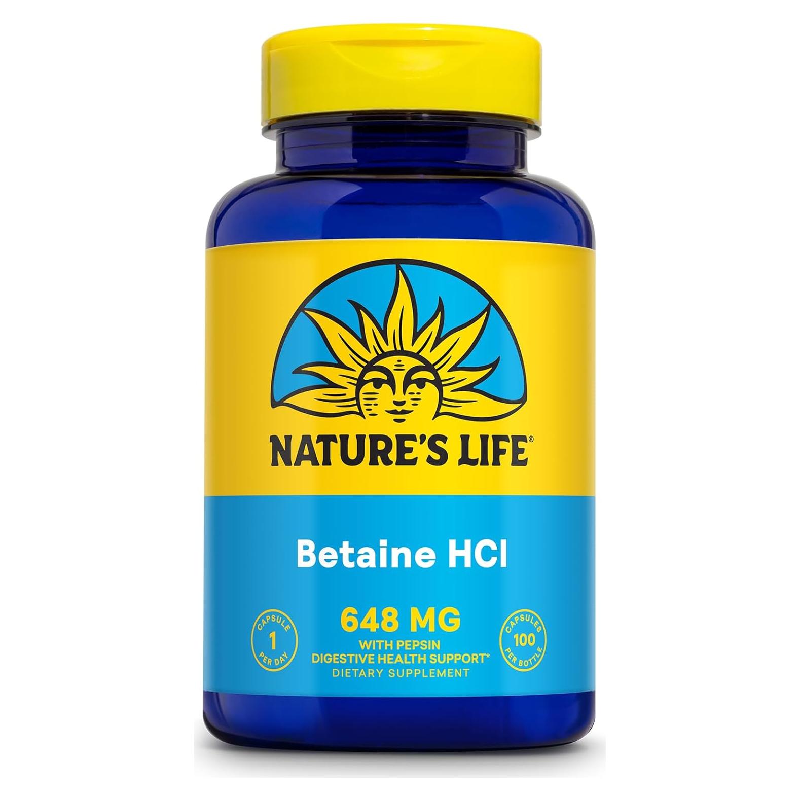 Betaína HCL con Pepsina Naturaleza Vida - 100 Cápsulas