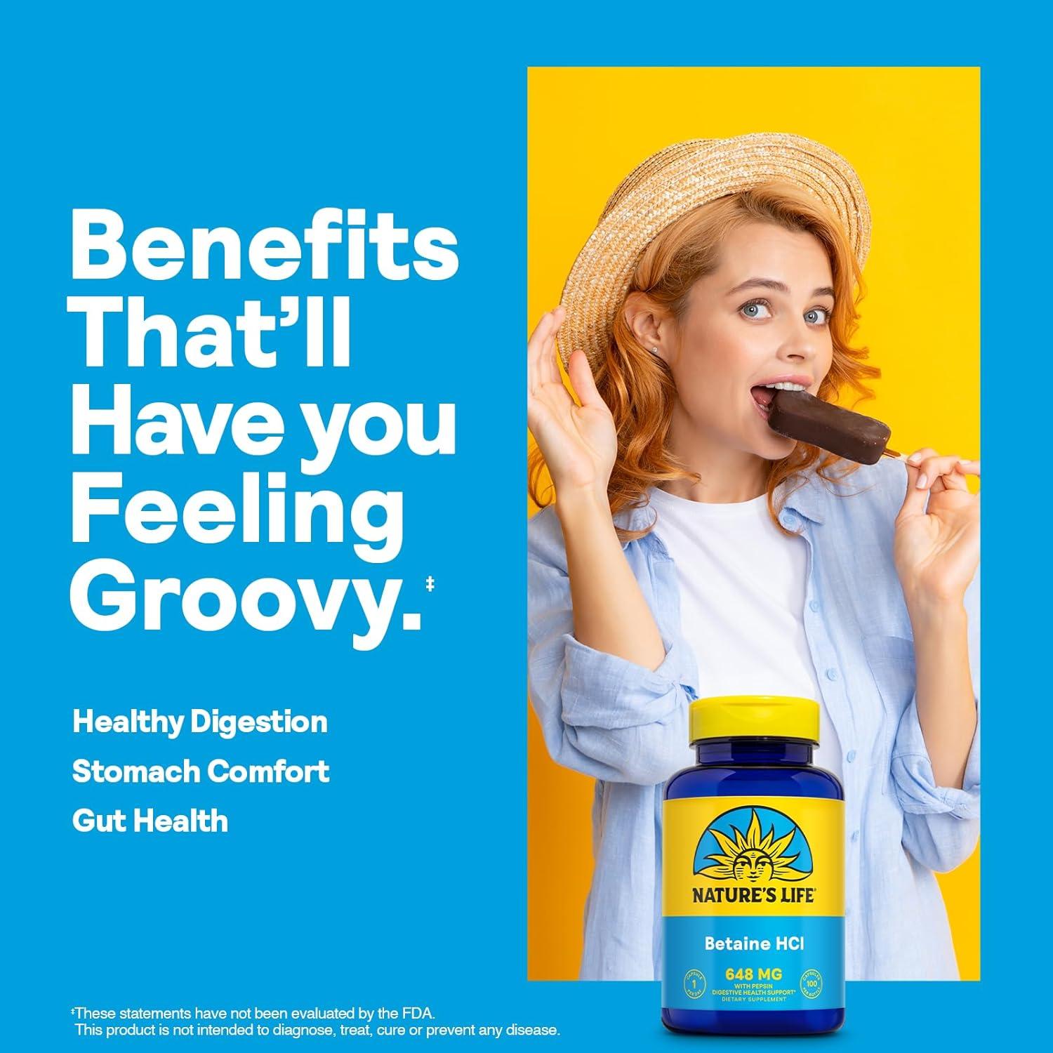 Betaína HCL con Pepsina Naturaleza Vida - 100 Cápsulas