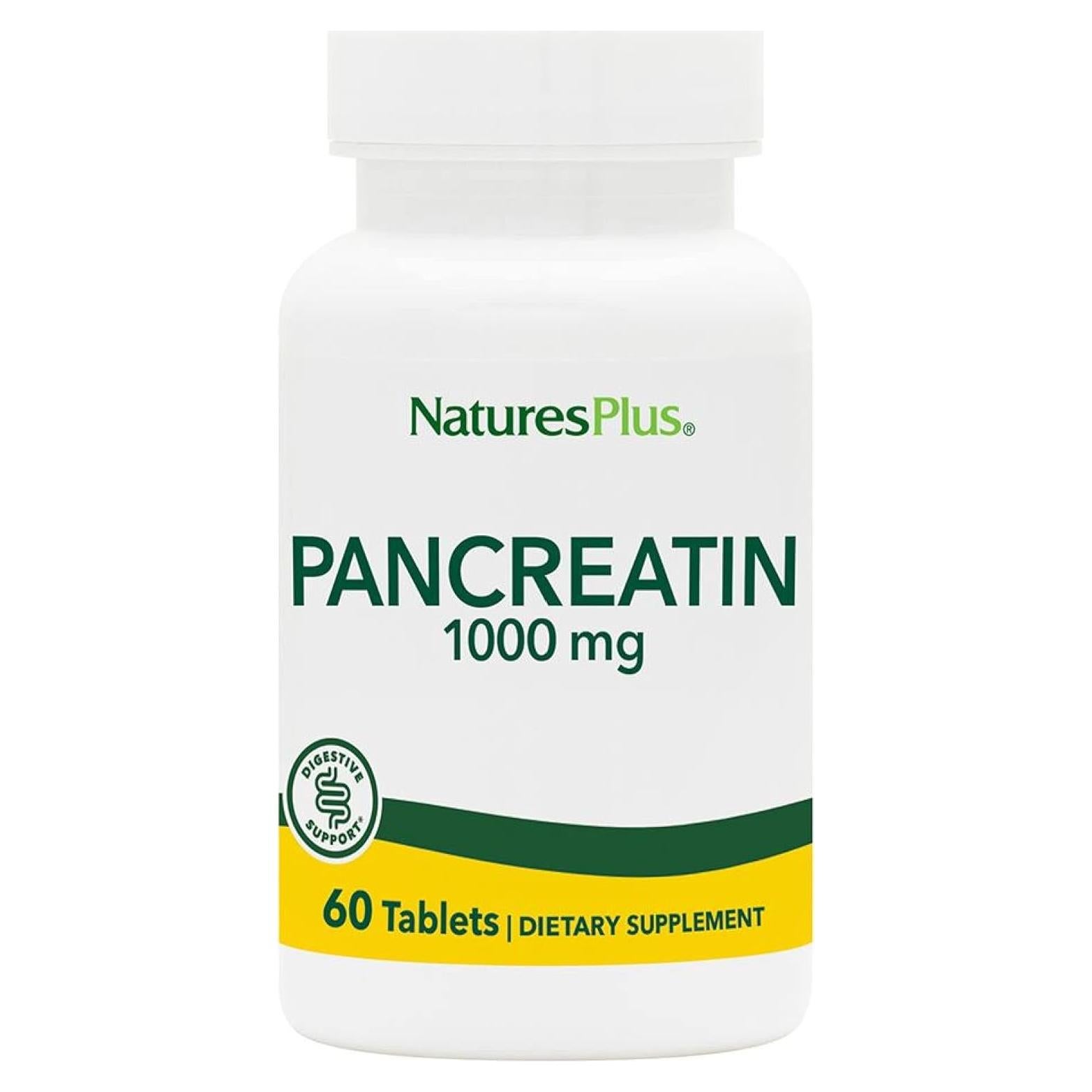 Natures Plus Pancreatina 1000 mg - 60 Tabletas Digestivas
