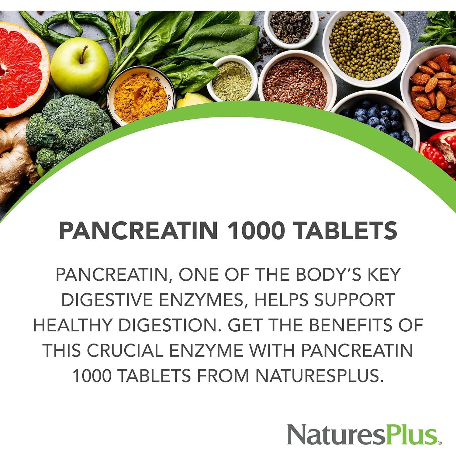 Natures Plus Pancreatina 1000 mg - 60 Tabletas Digestivas