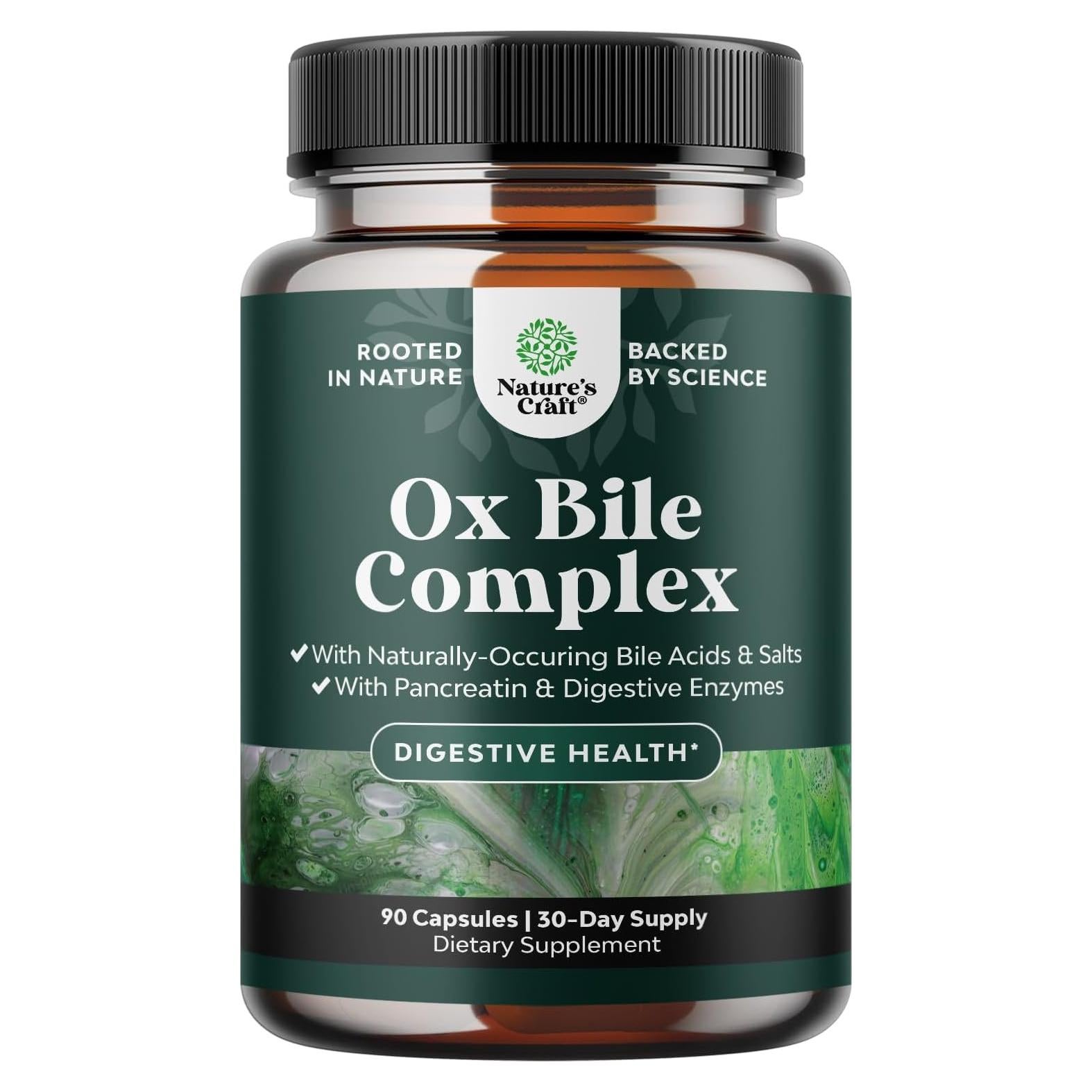 Enzimas Digestivas Natures Craft 90 Ct - Bilis Bovina y Pancreatina