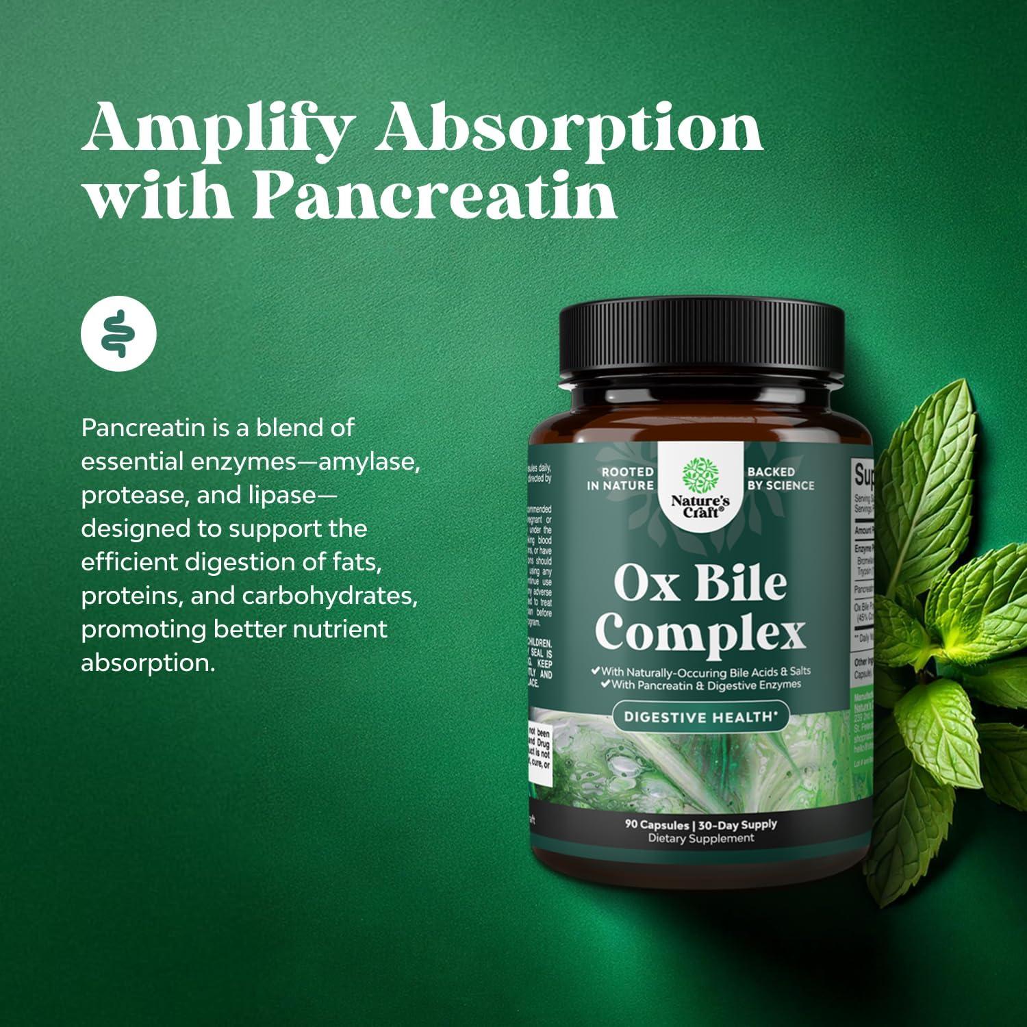 Enzimas Digestivas Natures Craft 90 Ct - Bilis Bovina y Pancreatina