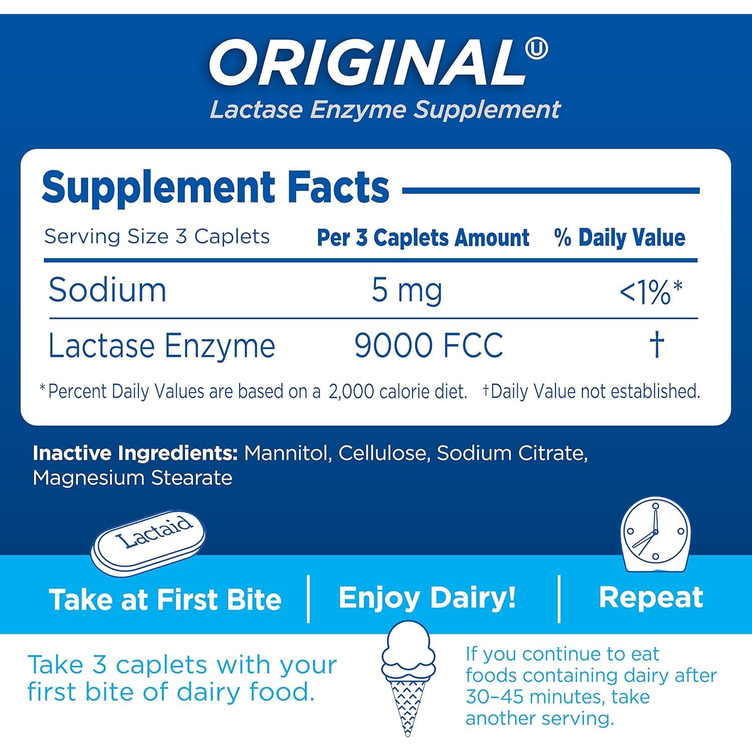 Lactaid Fuerza Original 120 Comprimidos 9000 FCC Lactasa