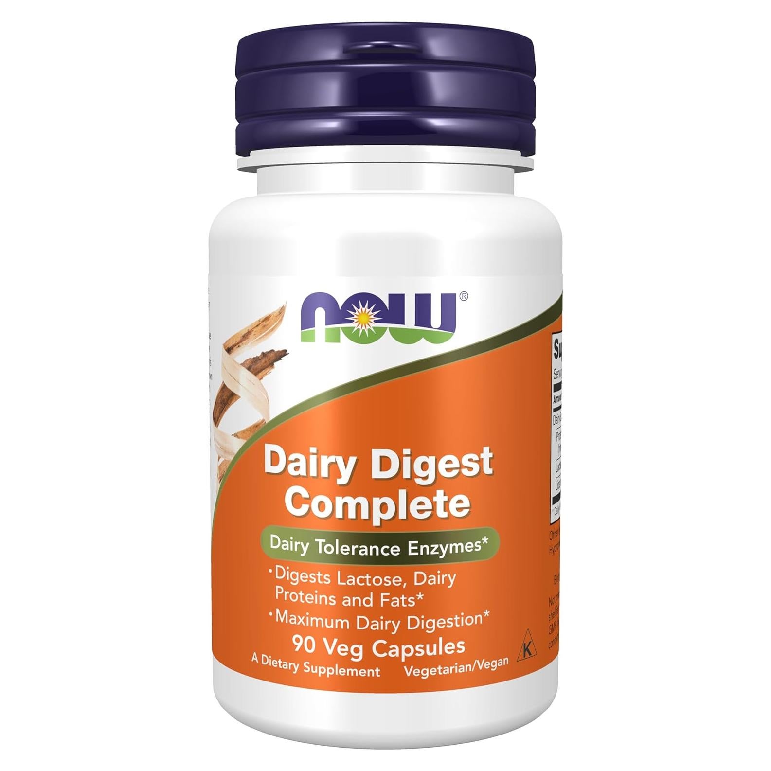 NOW Foods Suplemento Digestión Completa Lácteos 90 Cápsulas Veganas