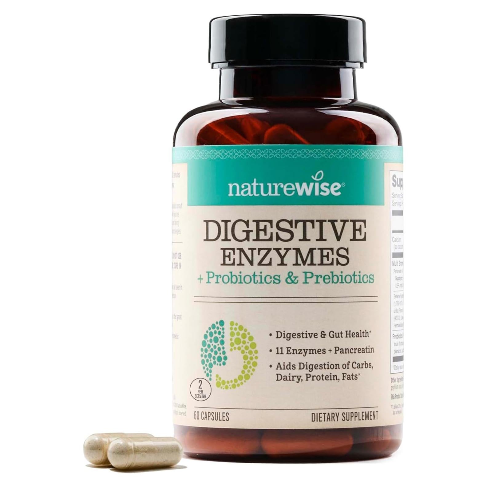 NatureWise Enzimas Digestivas 60 Cápsulas - Probioticos y Prebioticos