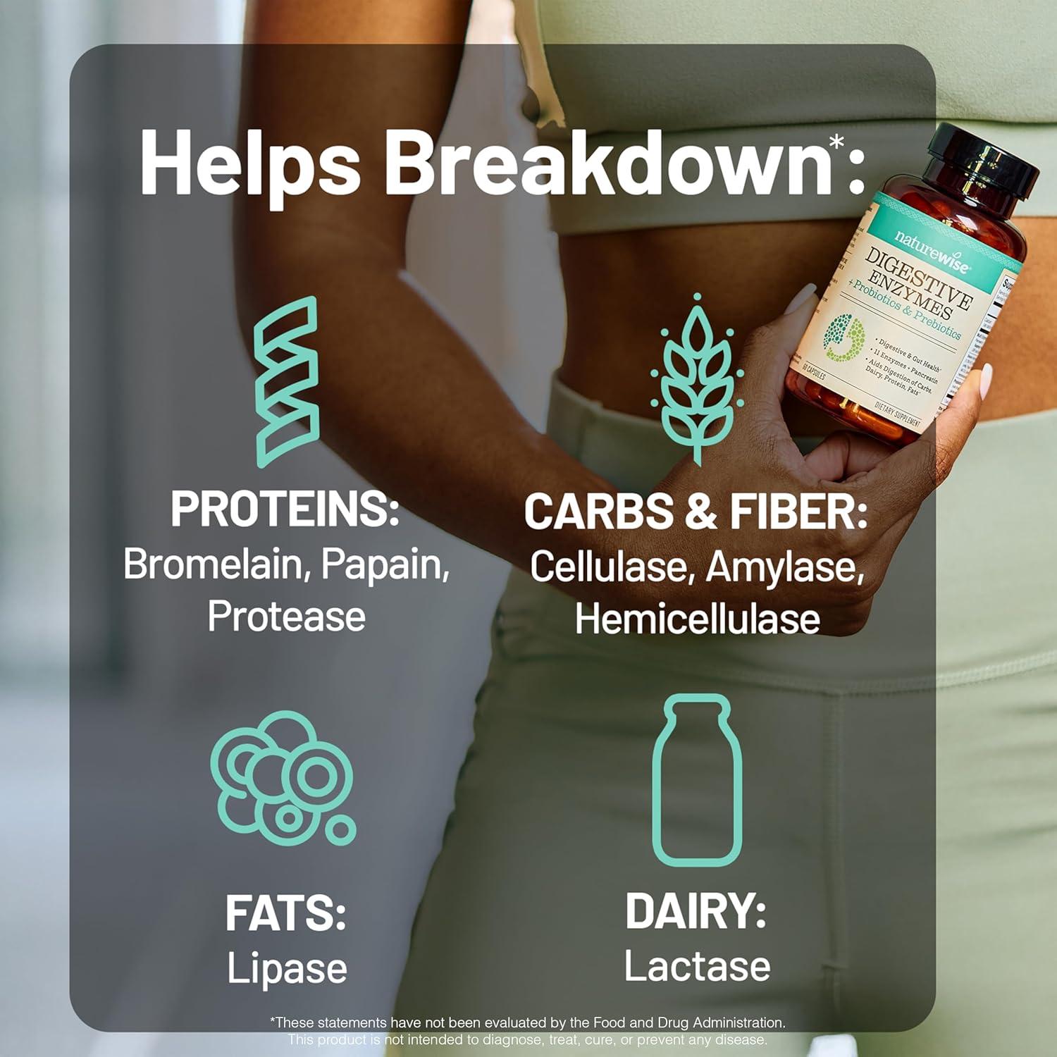 NatureWise Enzimas Digestivas 60 Cápsulas - Probioticos y Prebioticos