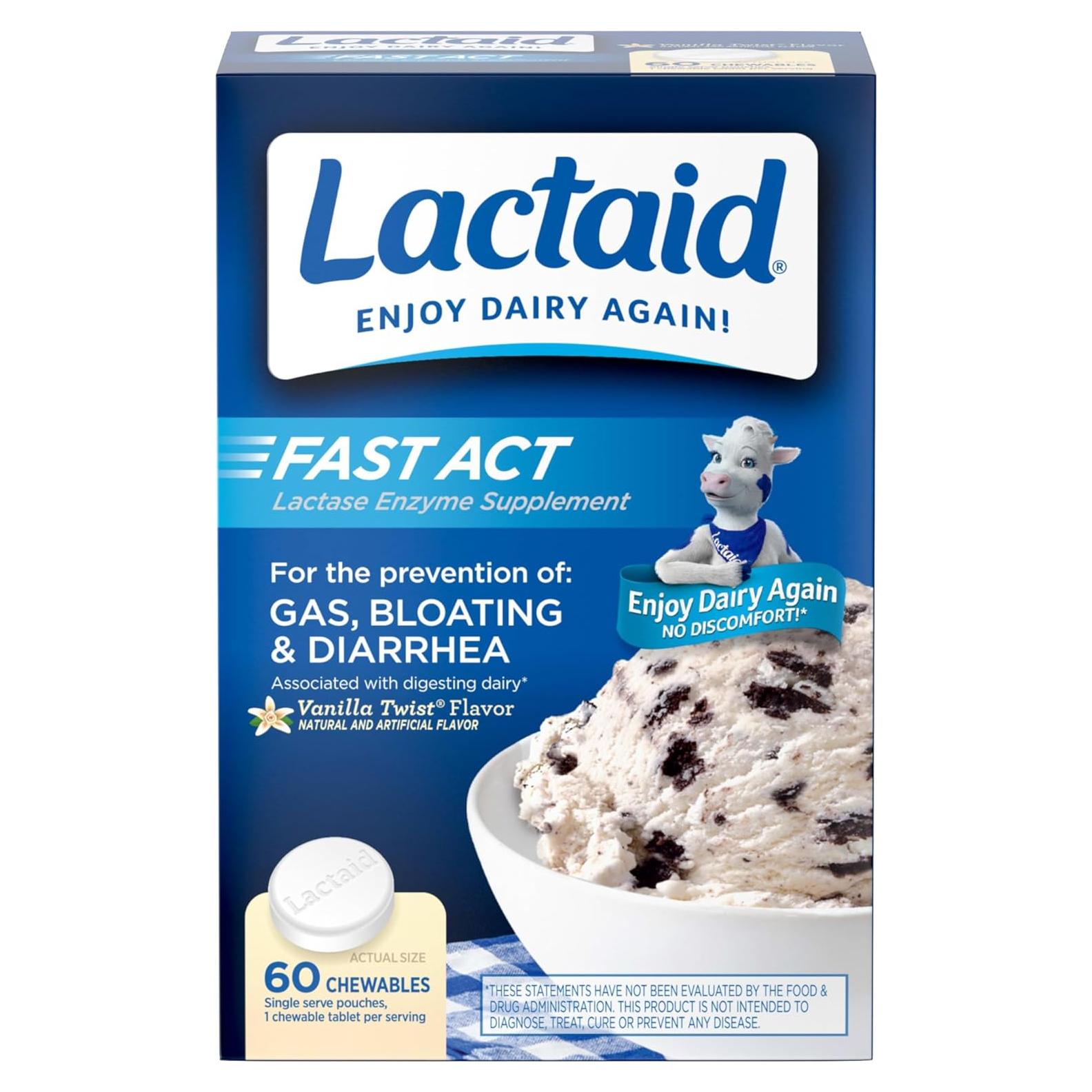 Caramelos Masticables Lactaid Fast Act 60 Unidades Vainilla