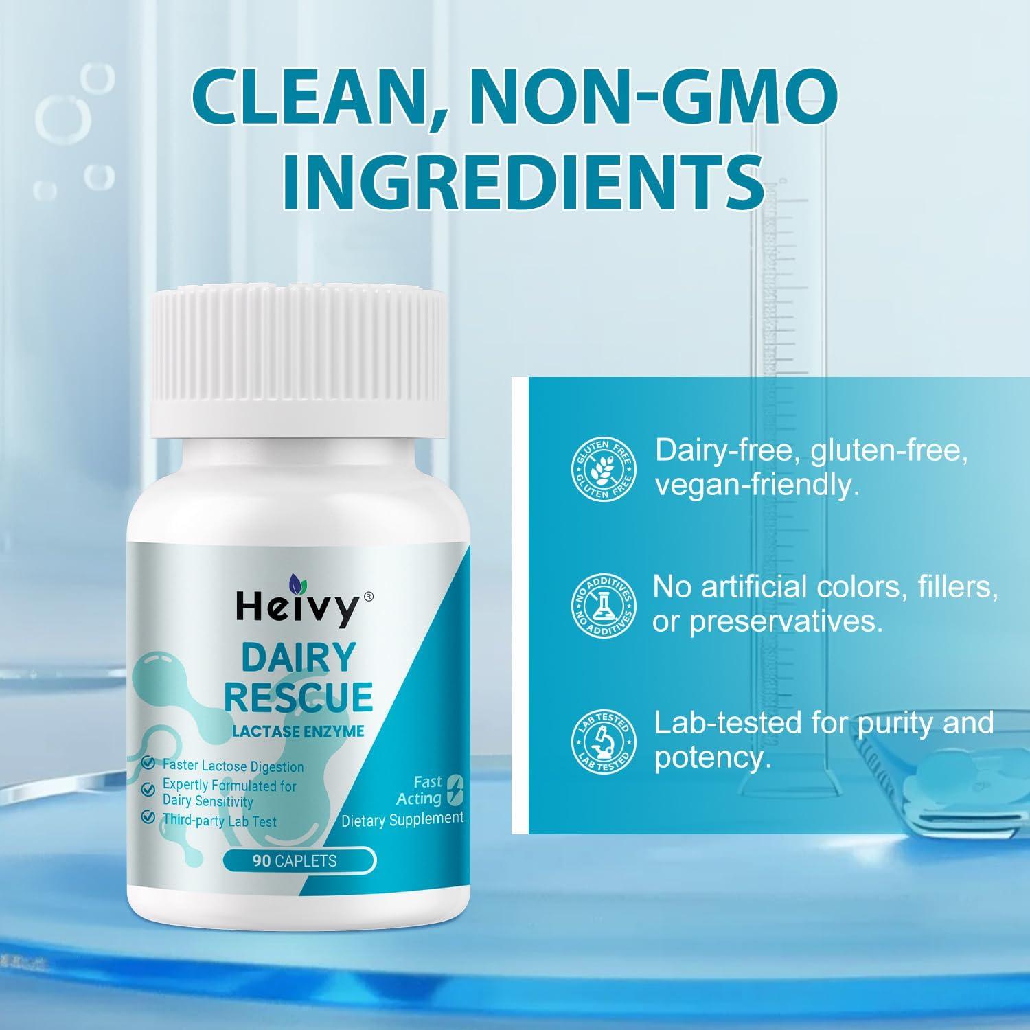 Suplemento Enzima Lactasa Heivy 90 Tabletas Alivio Intolerancia