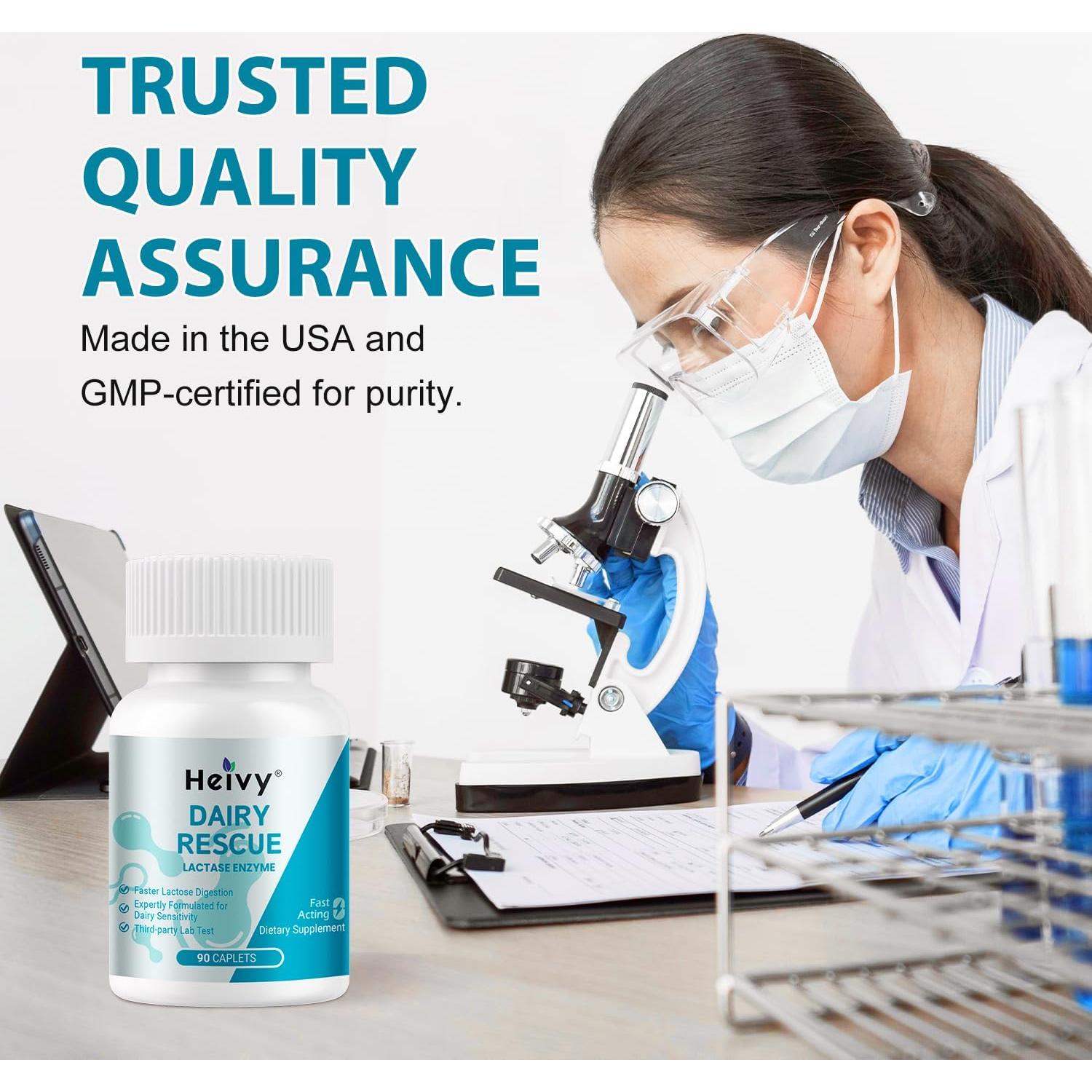 Suplemento Enzima Lactasa Heivy 90 Tabletas Alivio Intolerancia