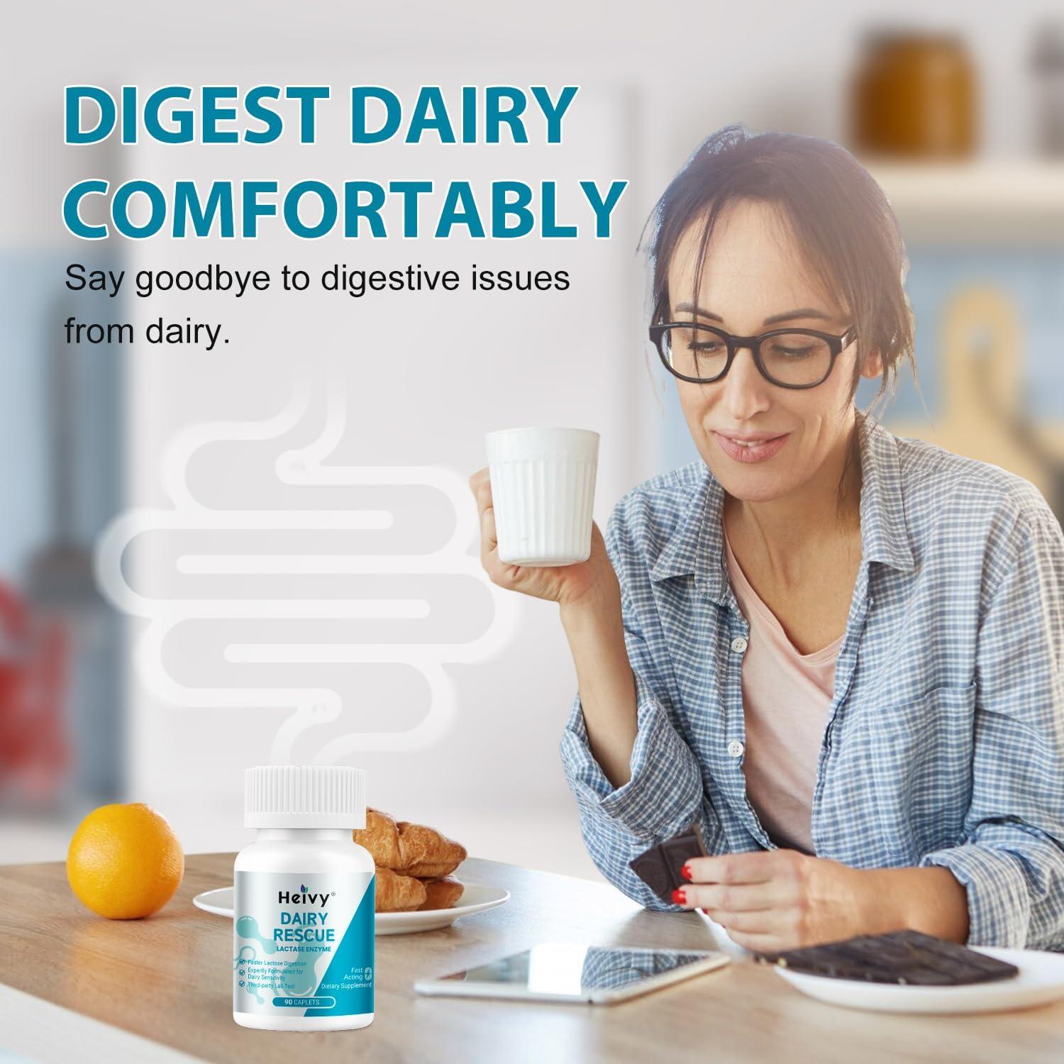 Suplemento Enzima Lactasa Heivy 90 Tabletas Alivio Intolerancia