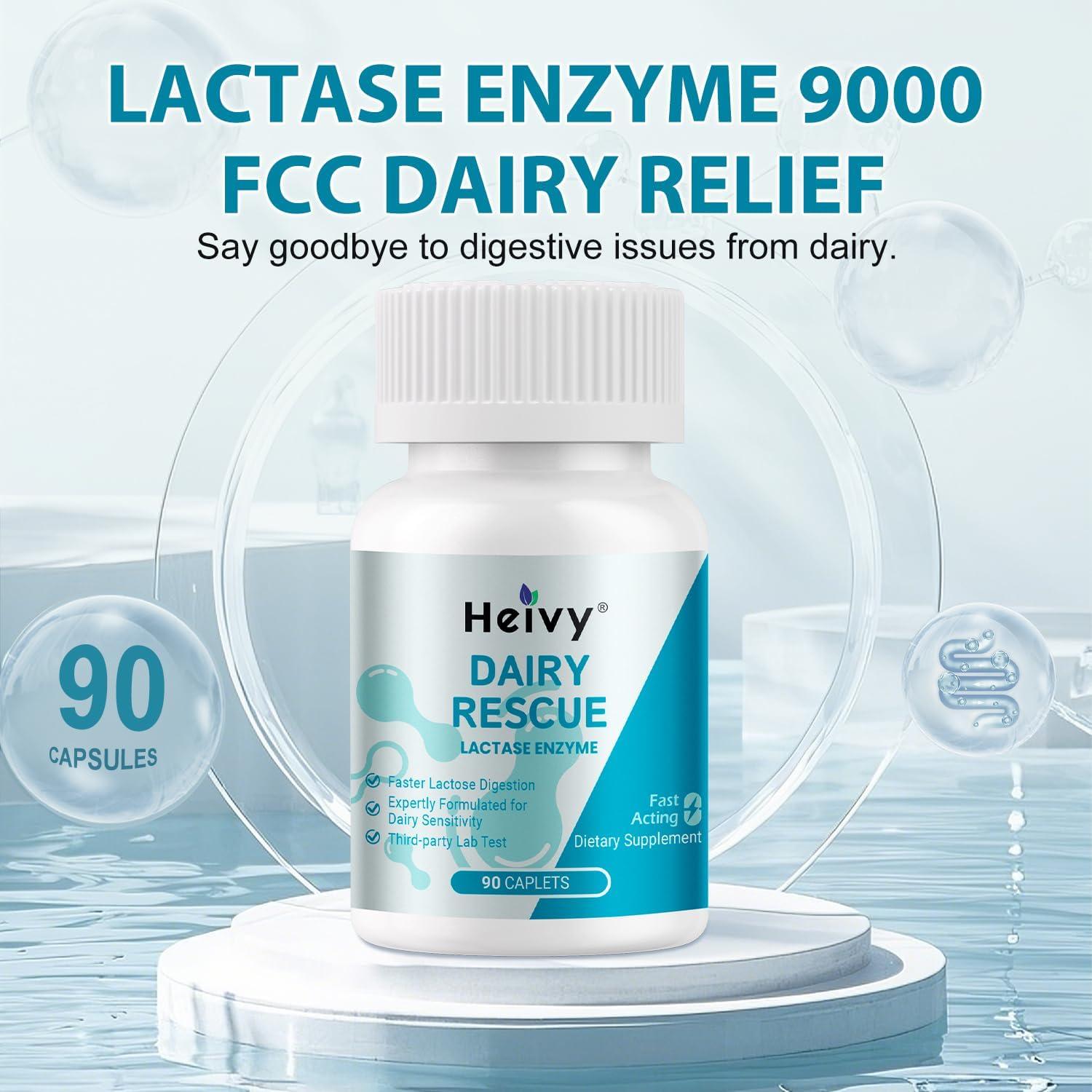 Suplemento Enzima Lactasa Heivy 90 Tabletas Alivio Intolerancia