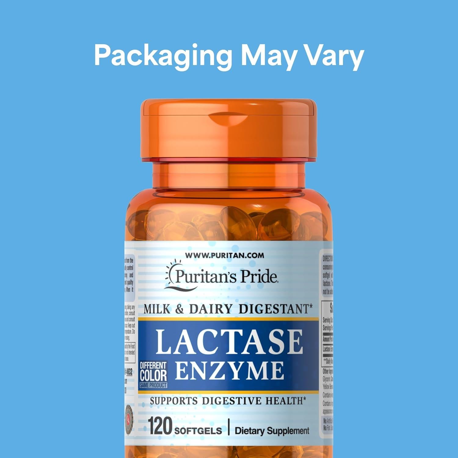 Enzima Lactasa Puritan's Pride 120 Cápsulas 40 Días