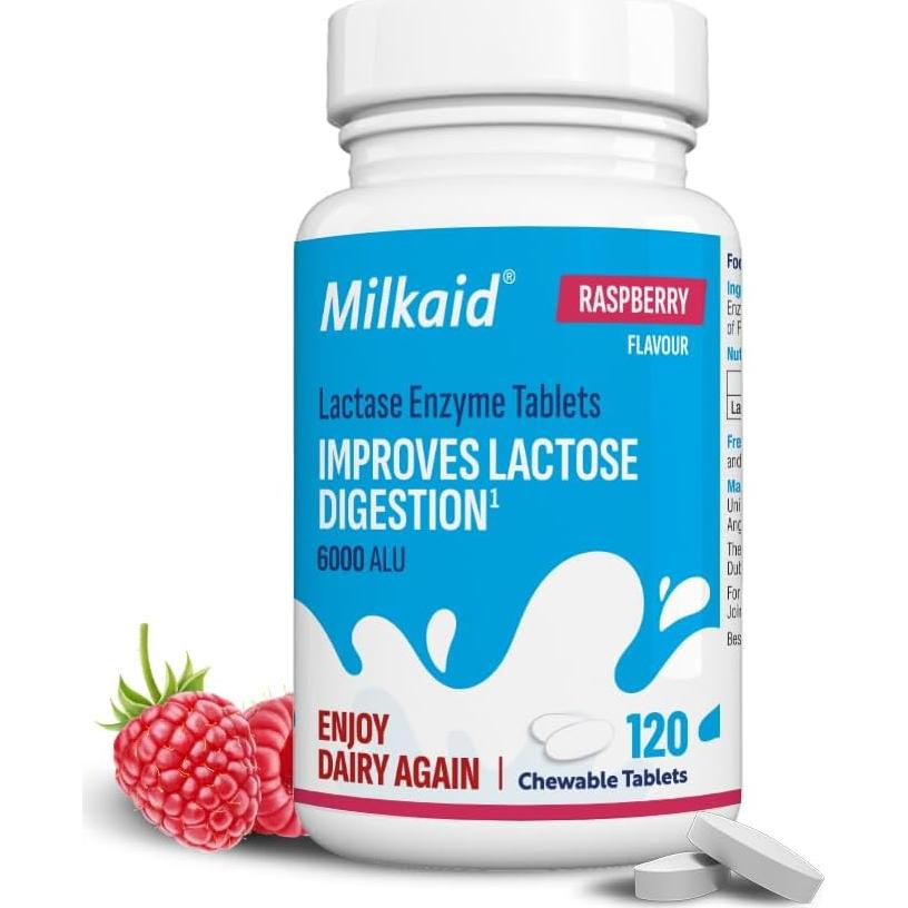 Tabletas Masticables Milkaid 120 Unidades Sabor Frambuesa