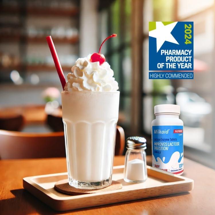 Tabletas Masticables Milkaid 120 Unidades Sabor Frambuesa