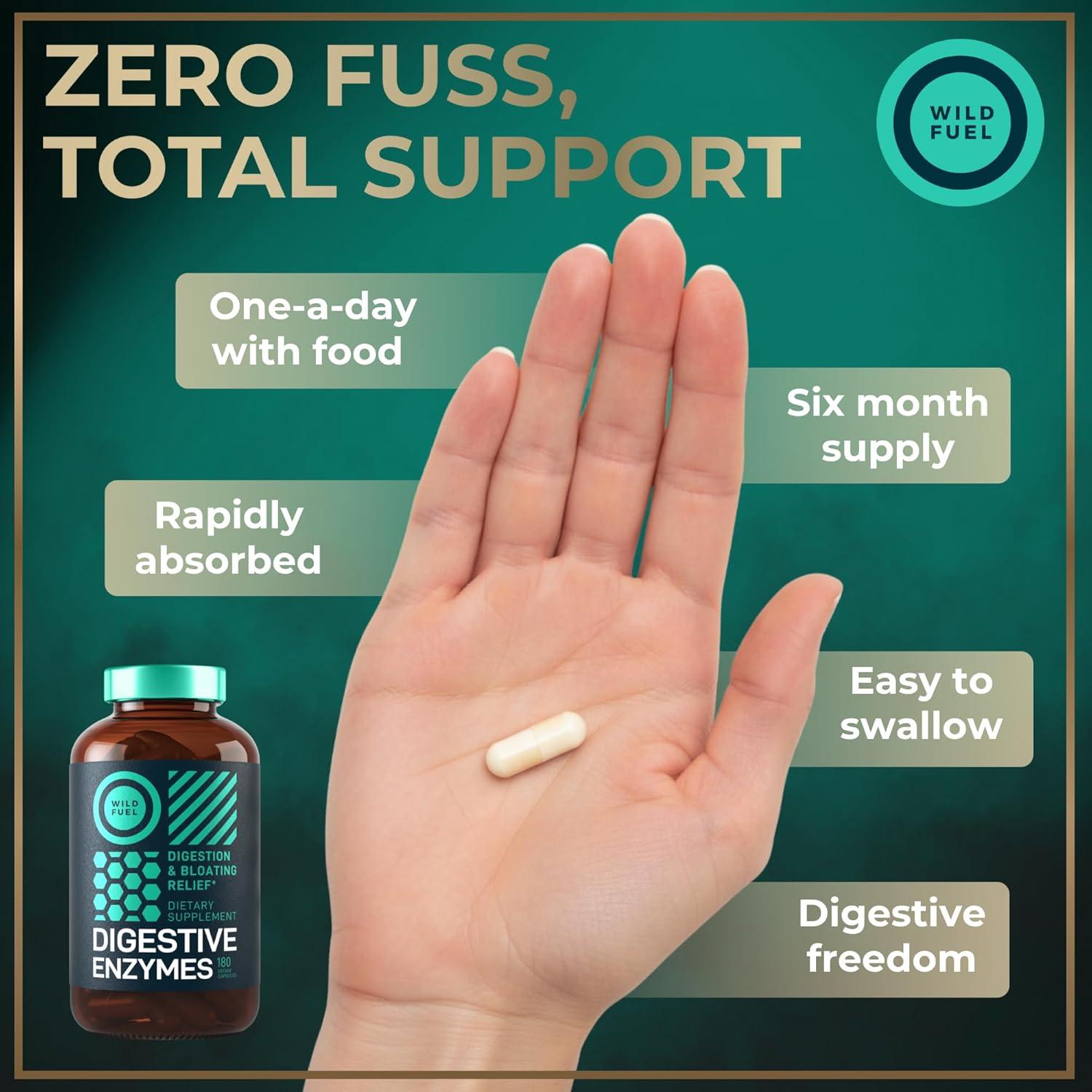 Enzimas Digestivas Veganas Wild Fuel - 180 Cápsulas Probioticos