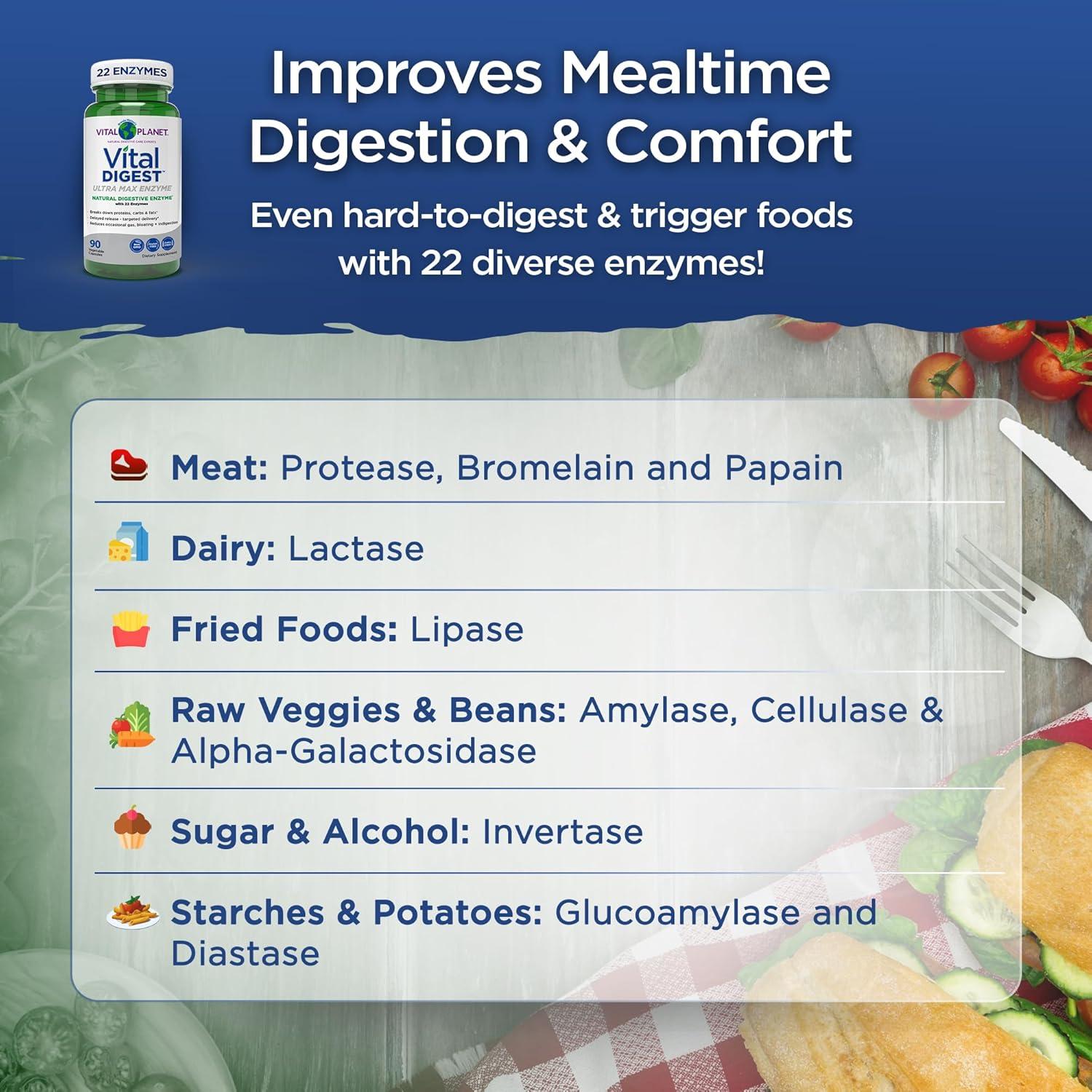 Vital Planet Vital Digest Enzimas Digestivas 90 Cápsulas