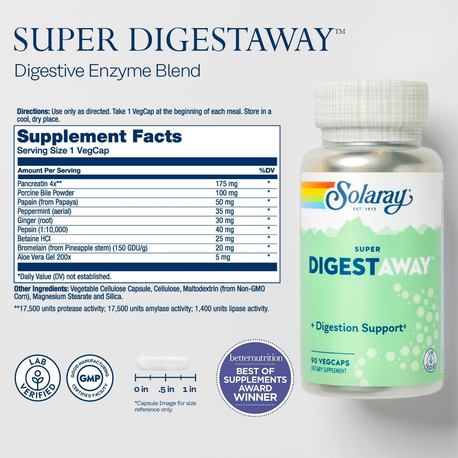 SOLARAY Super Digestaway Enzimas Digestivas 90 VegCaps