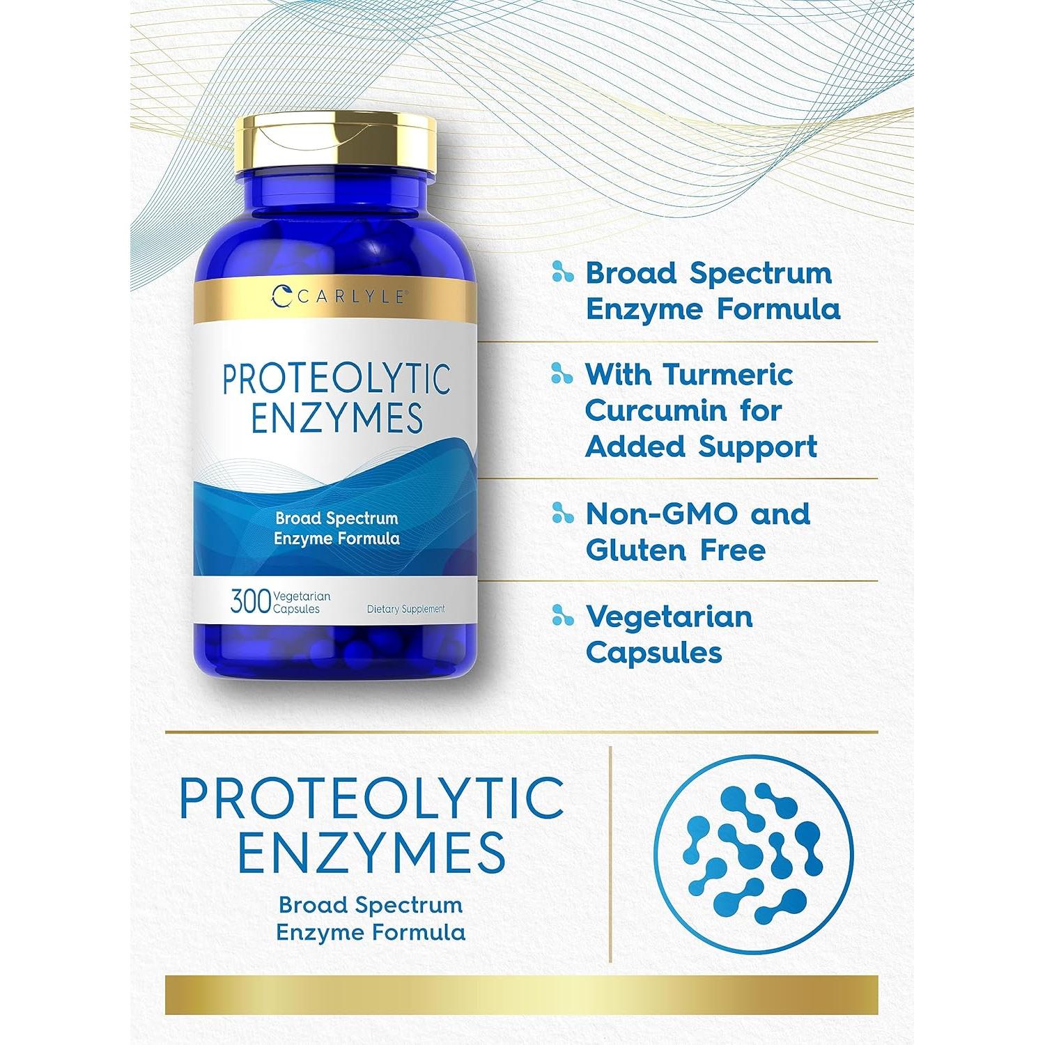 Cápsulas de Enzimas Proteolíticas Carlyle | 300 Unidades | Fórmula Vegetariana