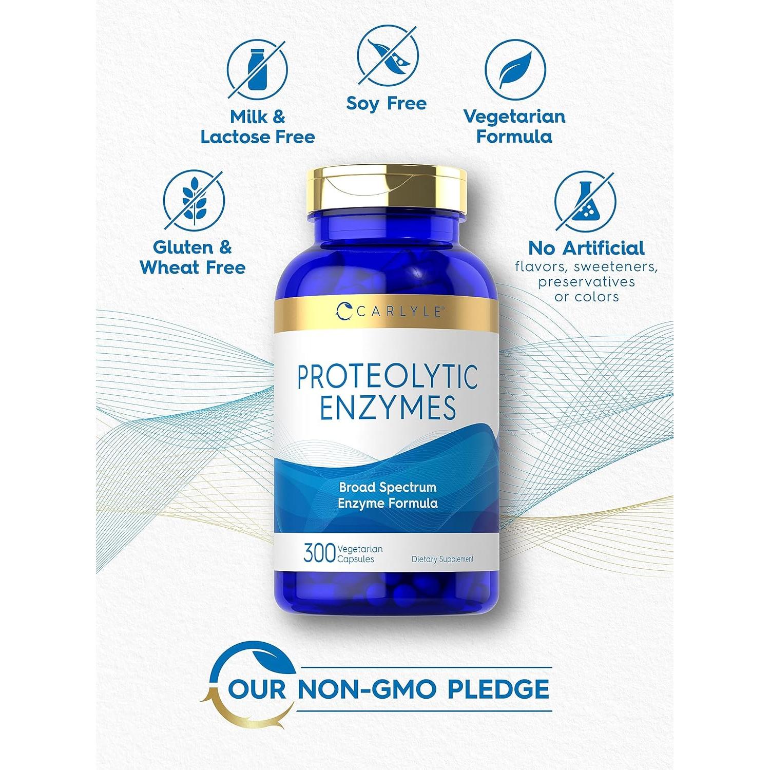 Cápsulas de Enzimas Proteolíticas Carlyle | 300 Unidades | Fórmula Vegetariana