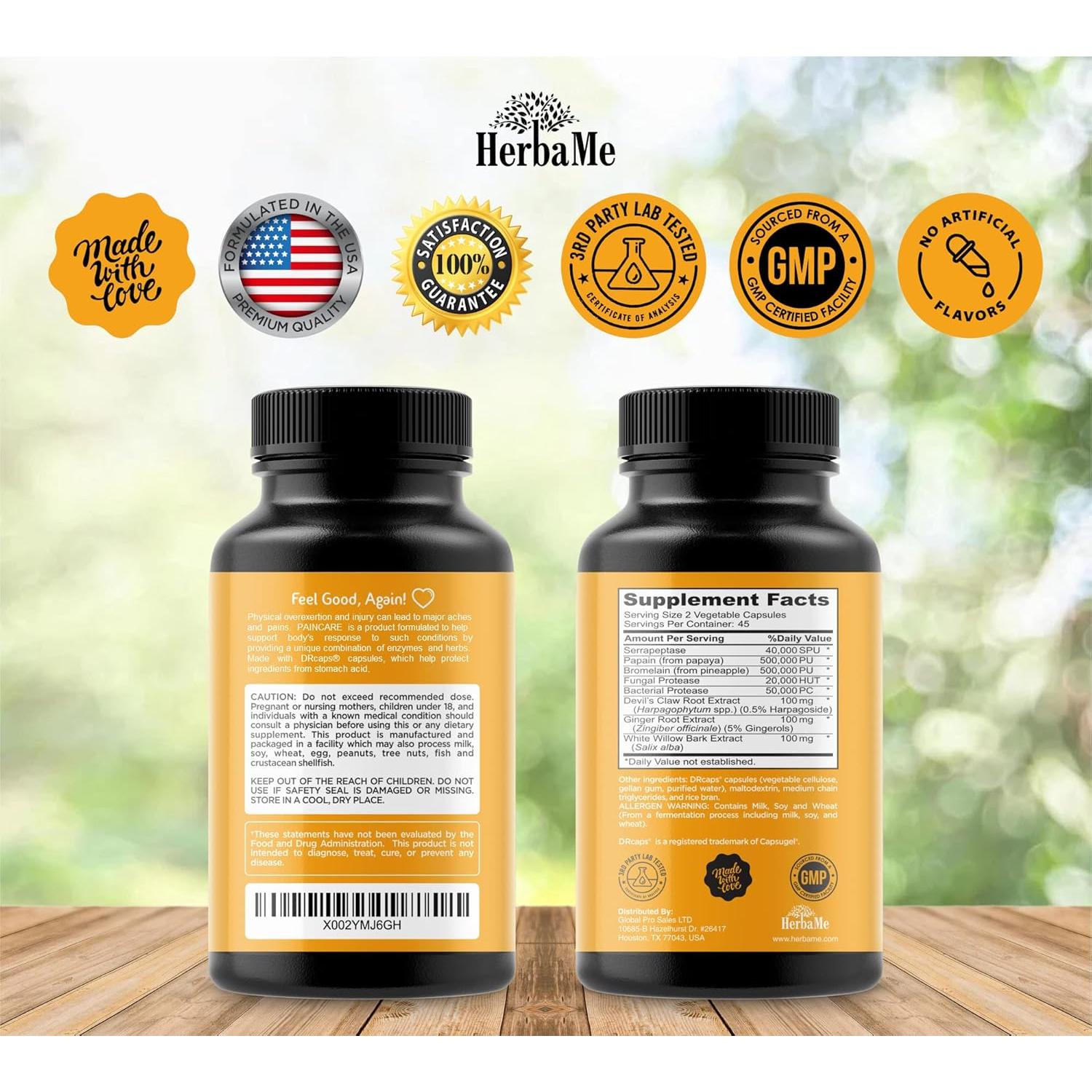 Suplemento de Enzimas Proteolíticas HerbaMe 90 Cápsulas