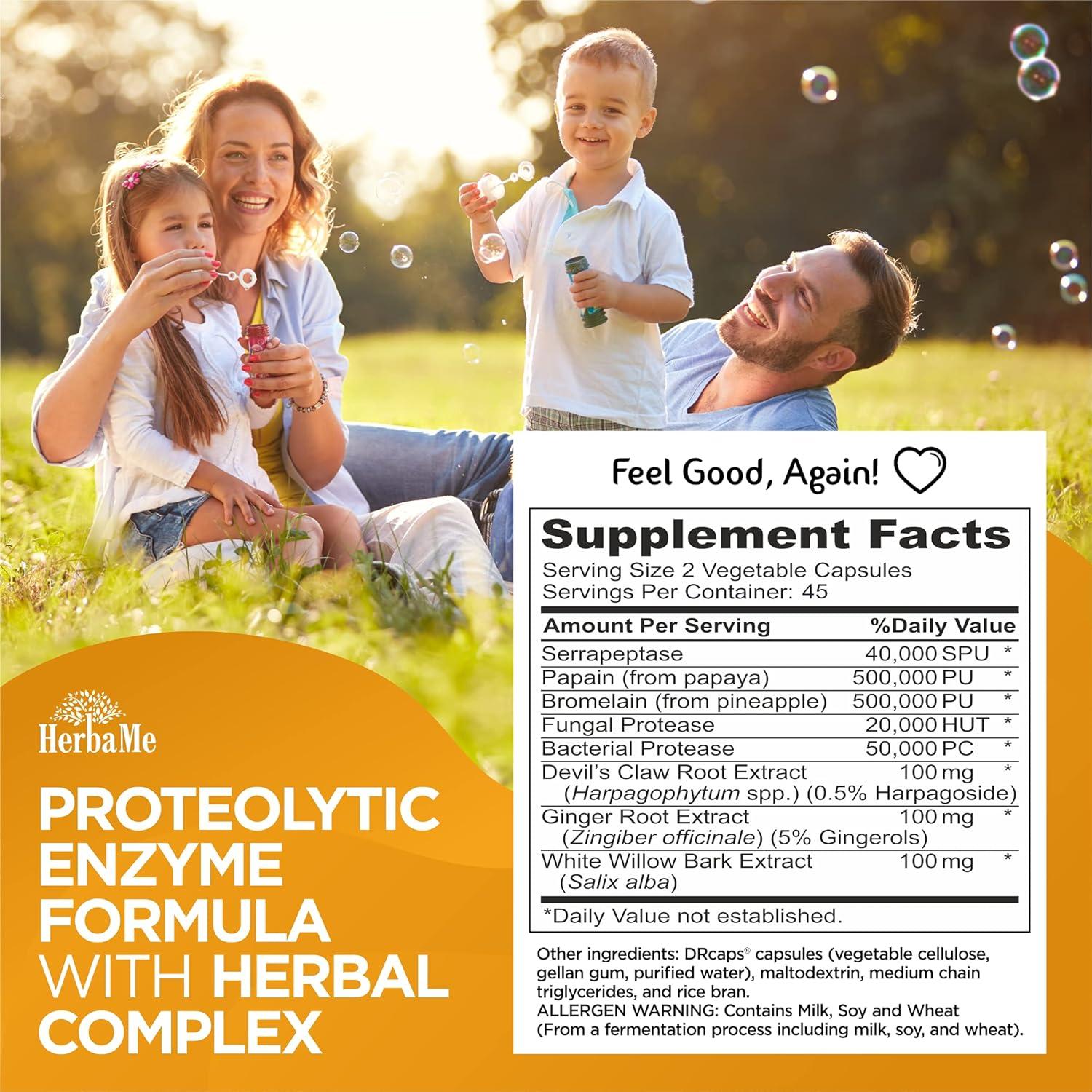 Suplemento de Enzimas Proteolíticas HerbaMe 90 Cápsulas