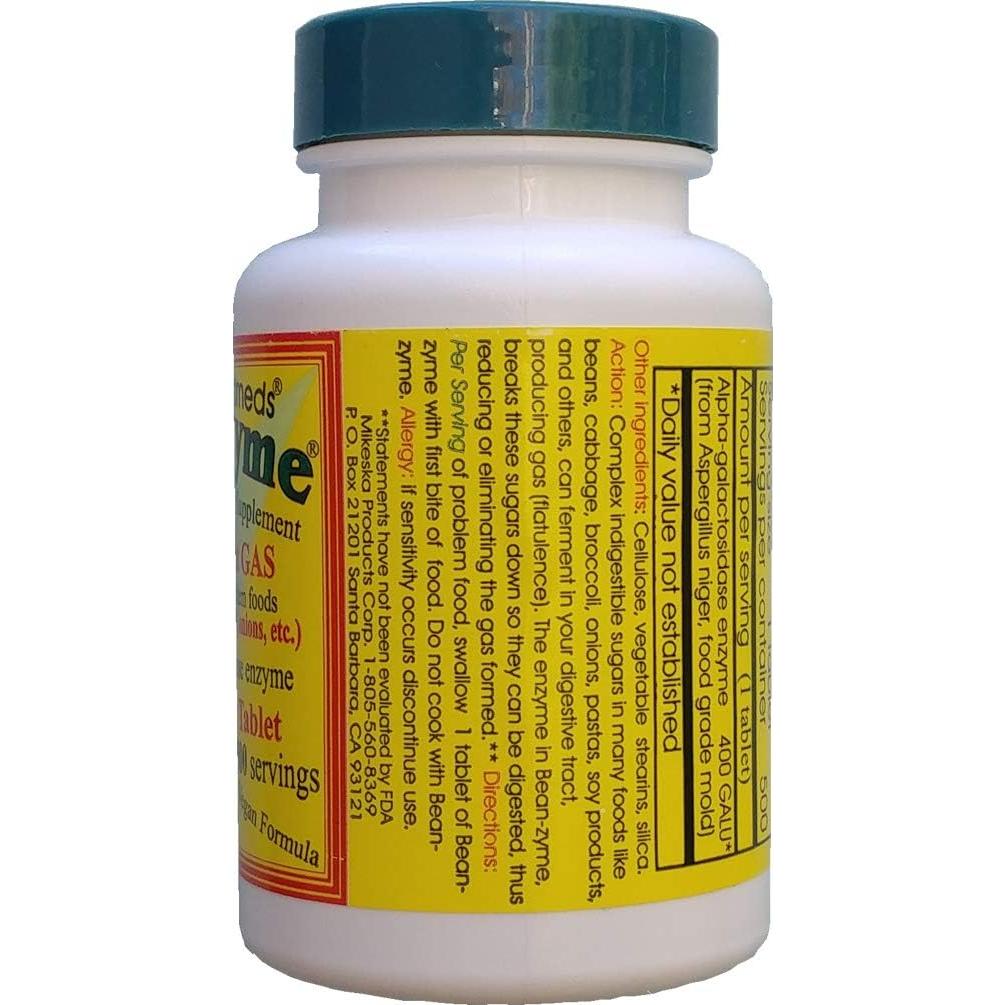 Bean-Zyme Suplemento Digestivo Vegano 500 Tabletas 400 GALU